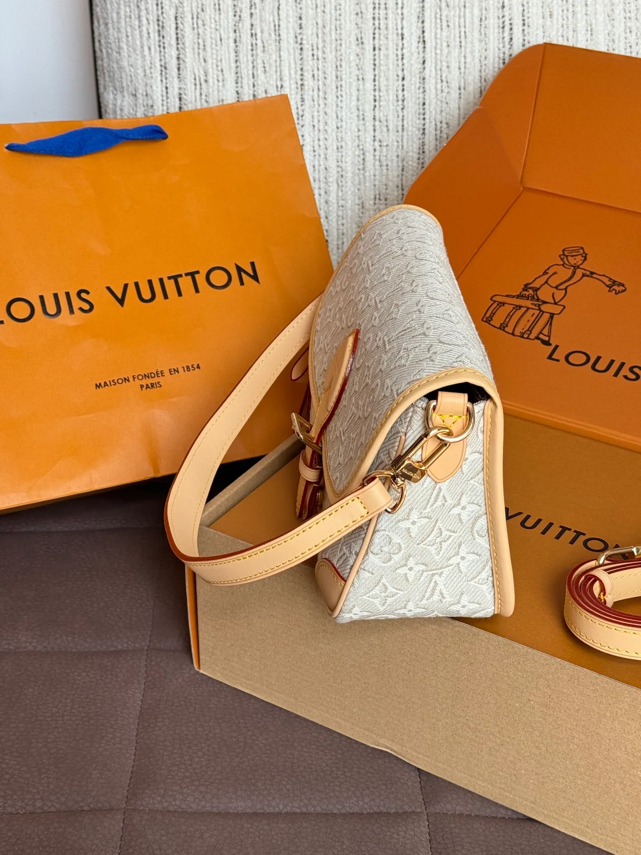 Louis Vuitton Denim Baguette Crossbody Bag in Grey · view 2