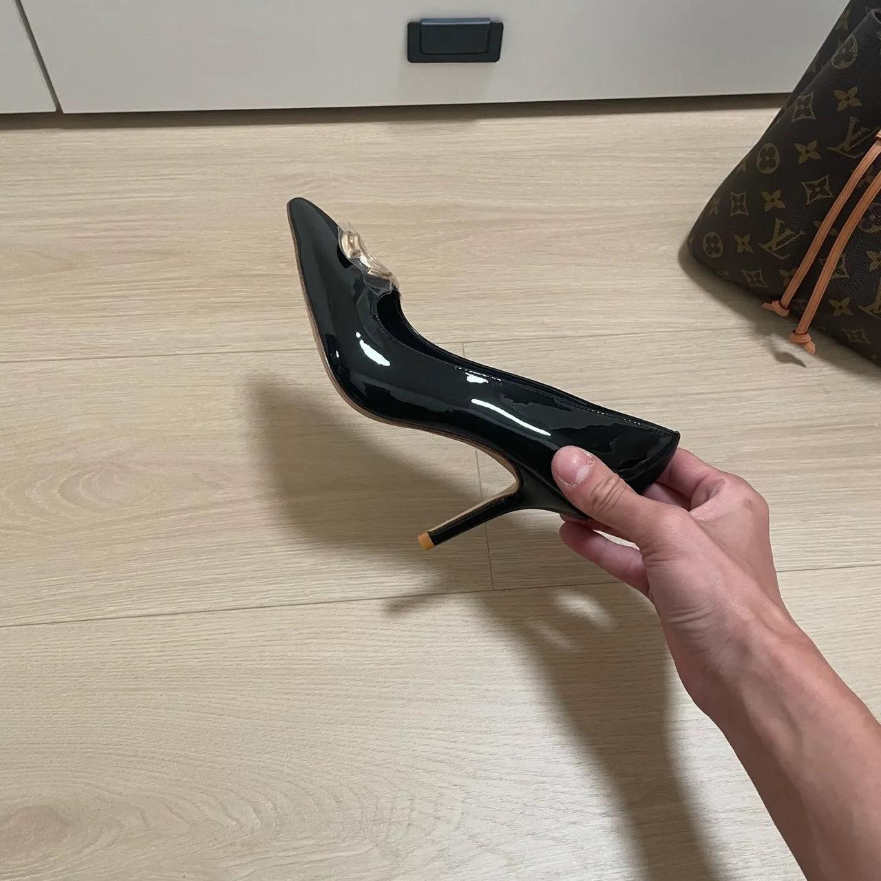Dolce & Gabbana Sheepskin Patent Leather DG Pointed Heel Pumps in Black · view 8