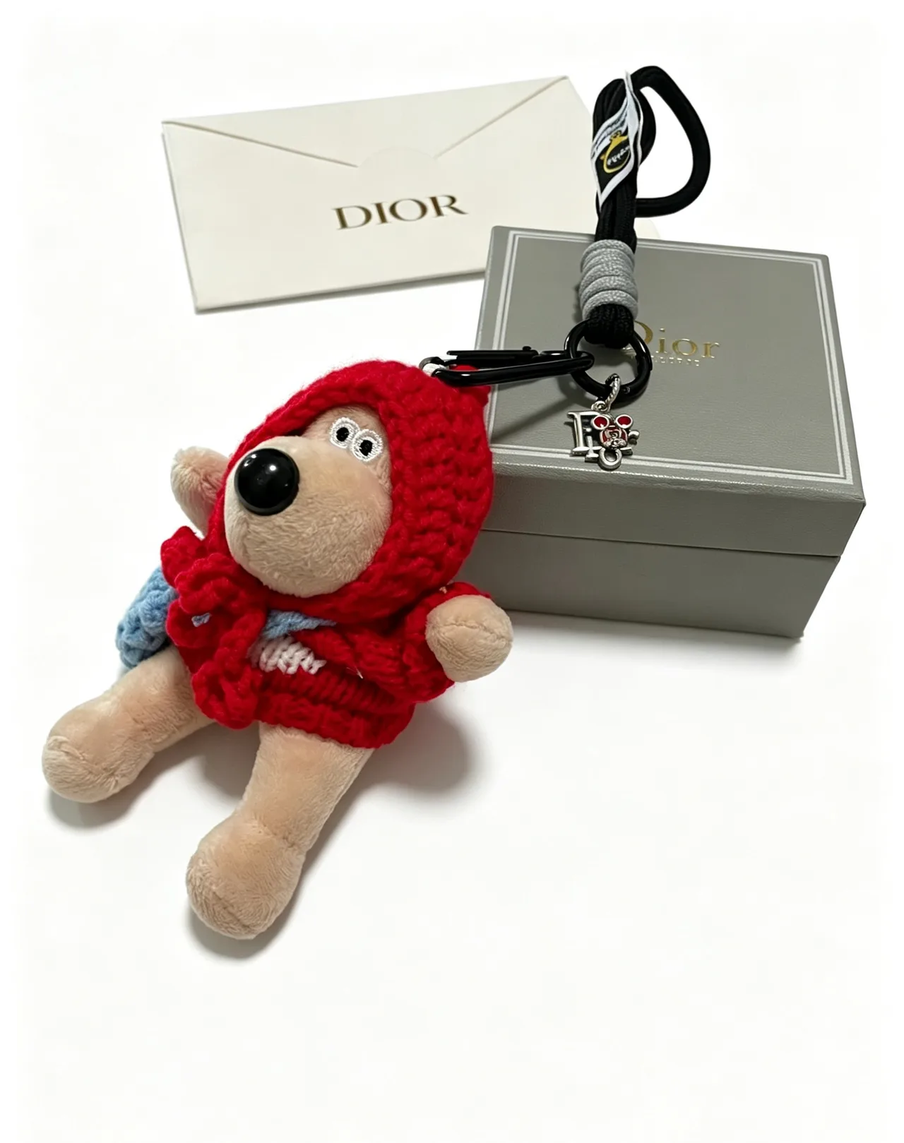 Dior Hooded Bear Keychain in Beige · view 5