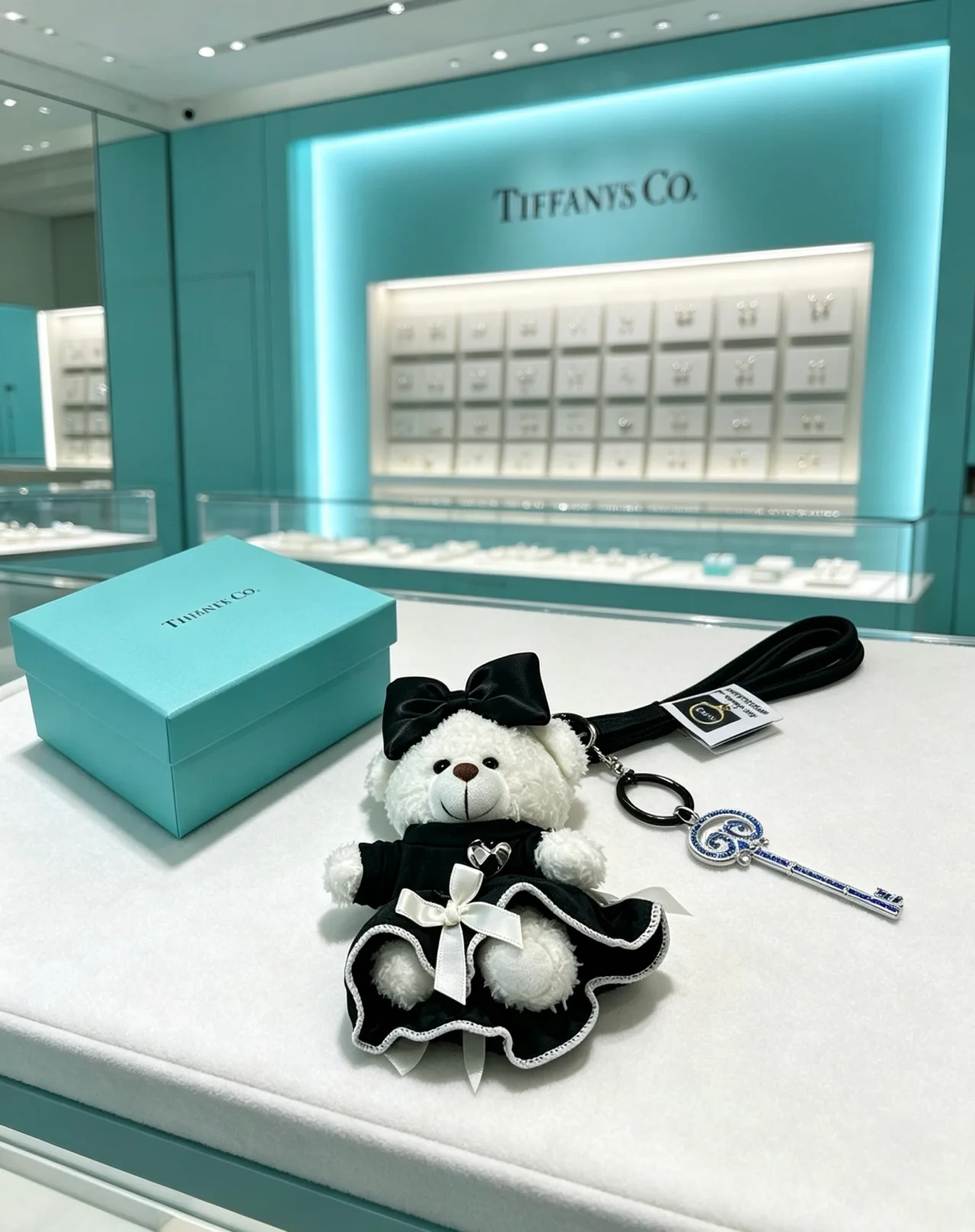Tiffany & Co. Cat Keychain in White · view 1