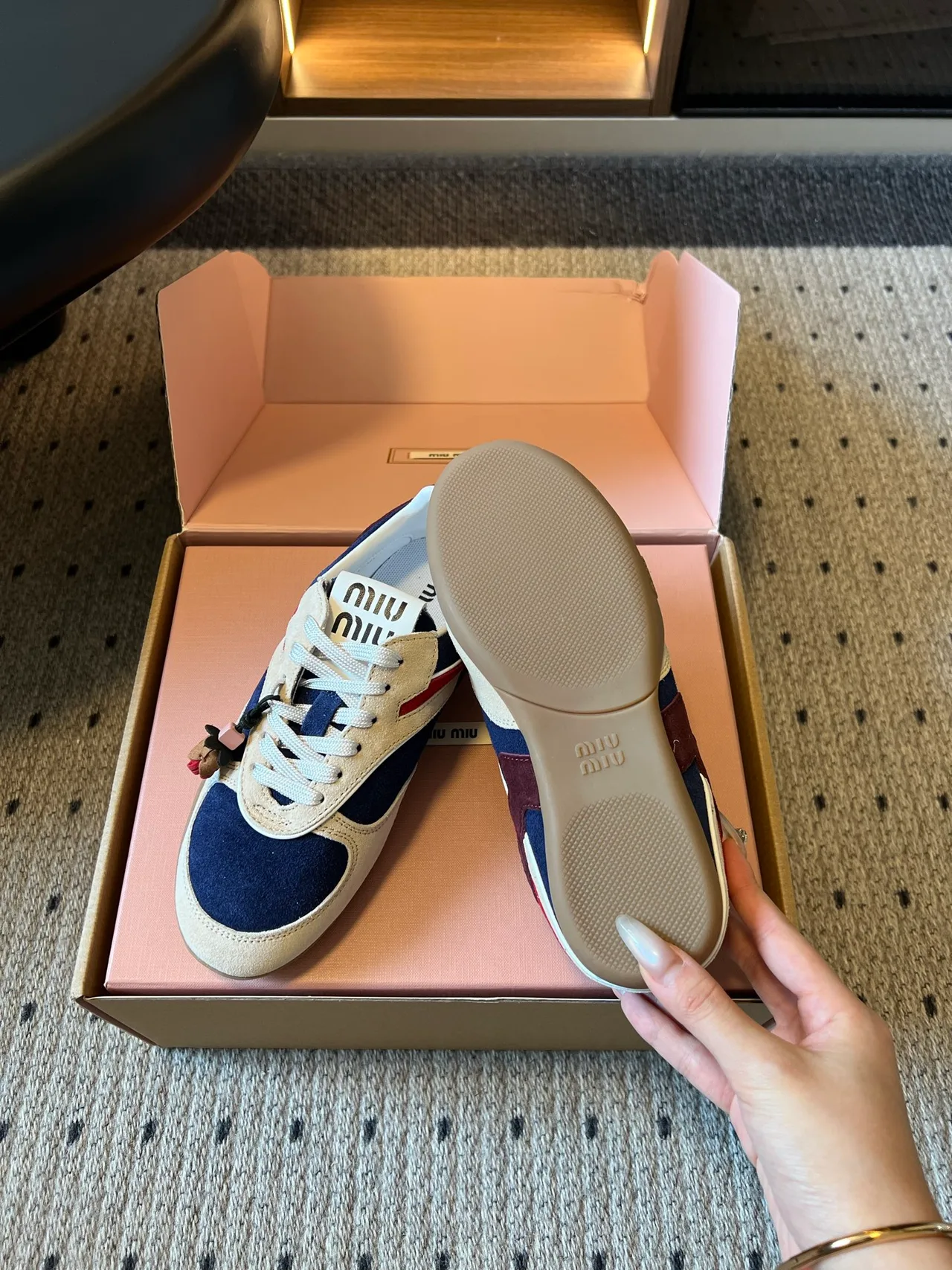 Miu Miu Round-Toe Sneakers in Blue · view 5