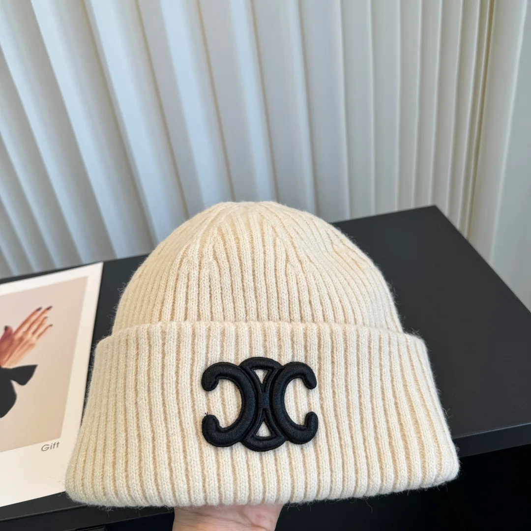Celine Ribbed Beanie in White · view 4