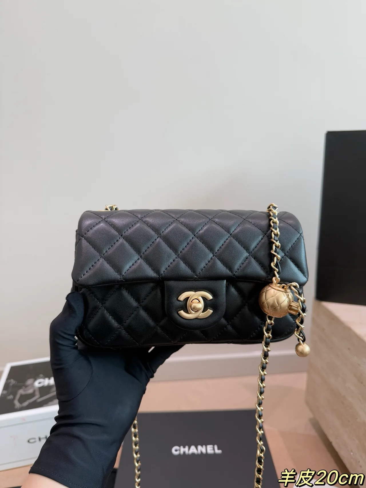 Chanel Lambskin Flap Shoulder Bag in Black · view 3
