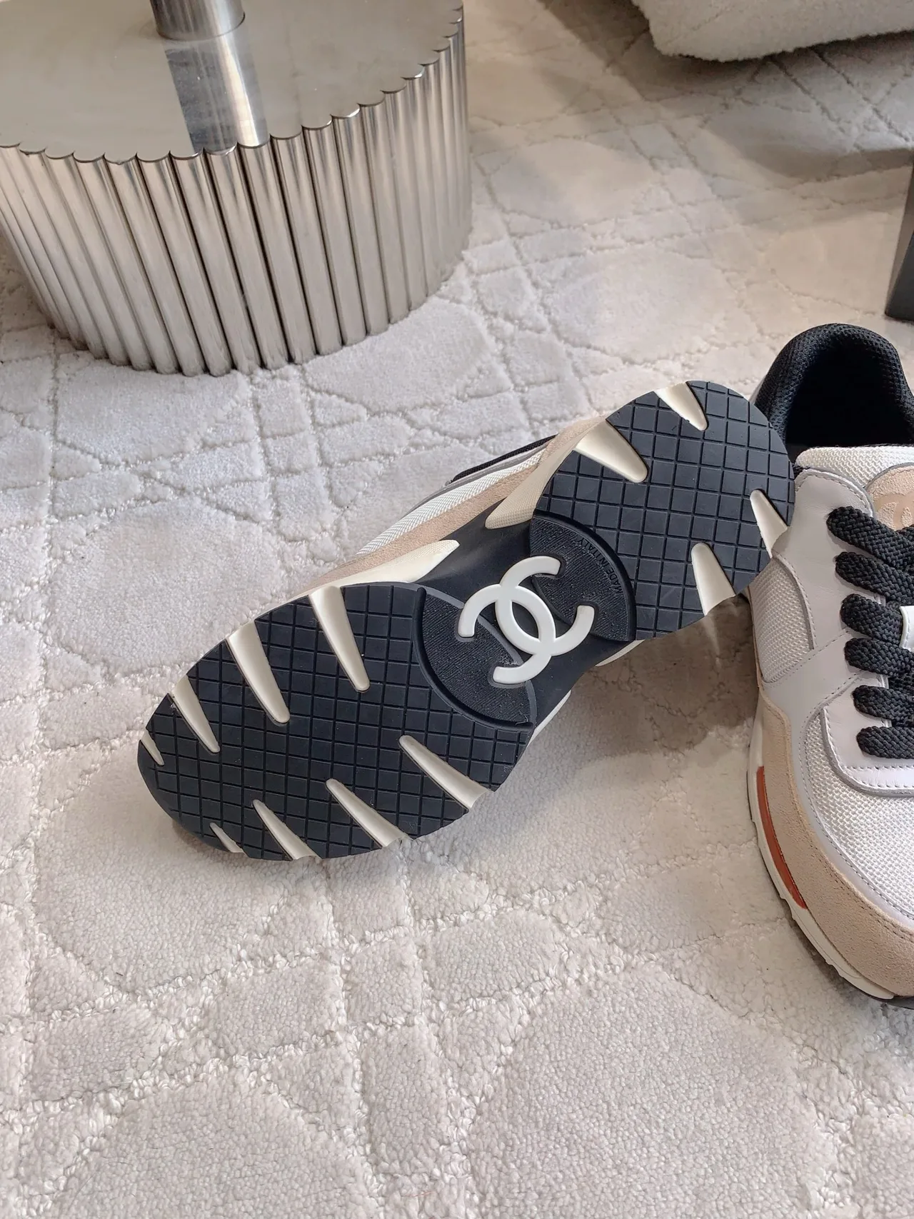 Chanel Quilted Sneakers in White · view 6