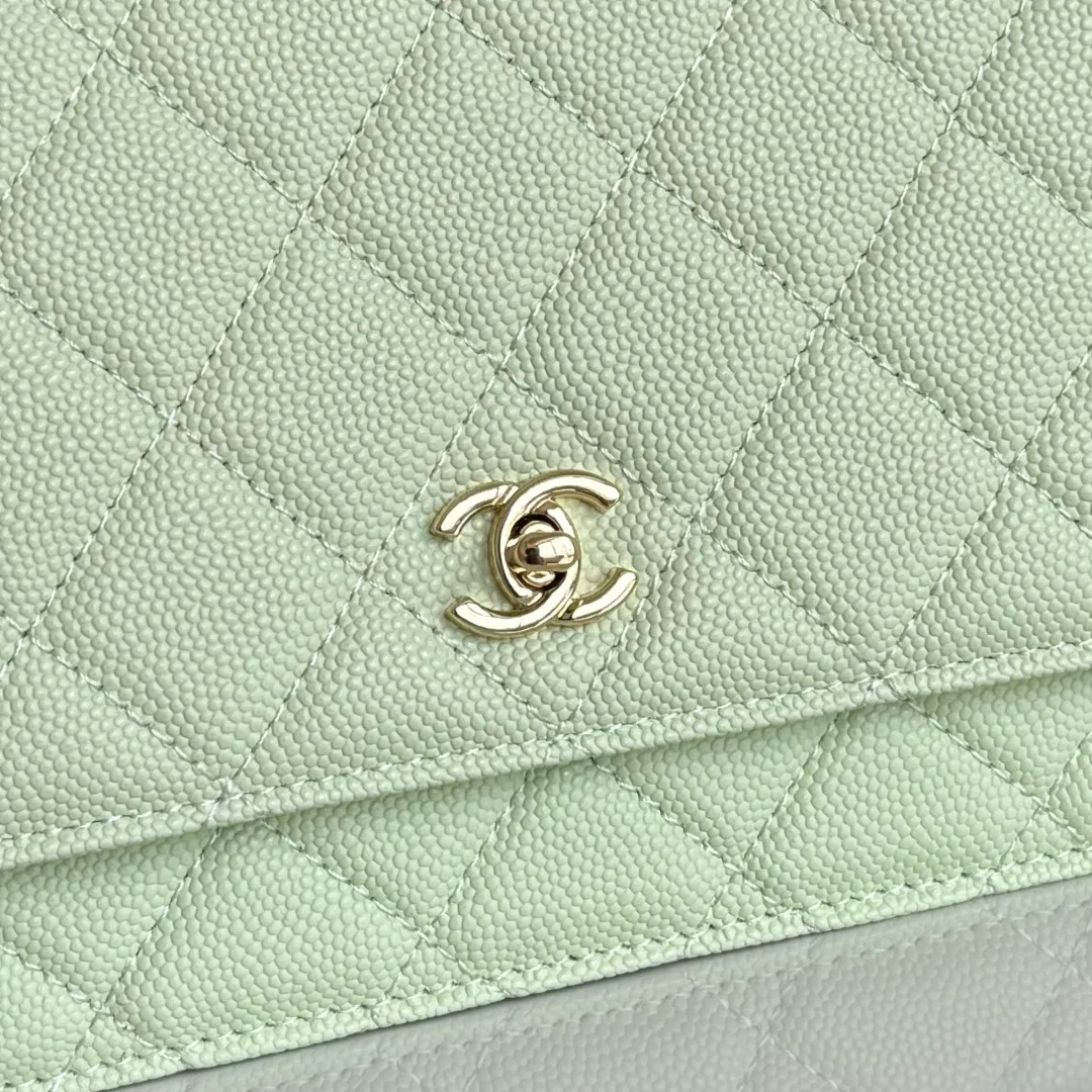 Chanel Calfskin Quilted Clutch in Green · view 6