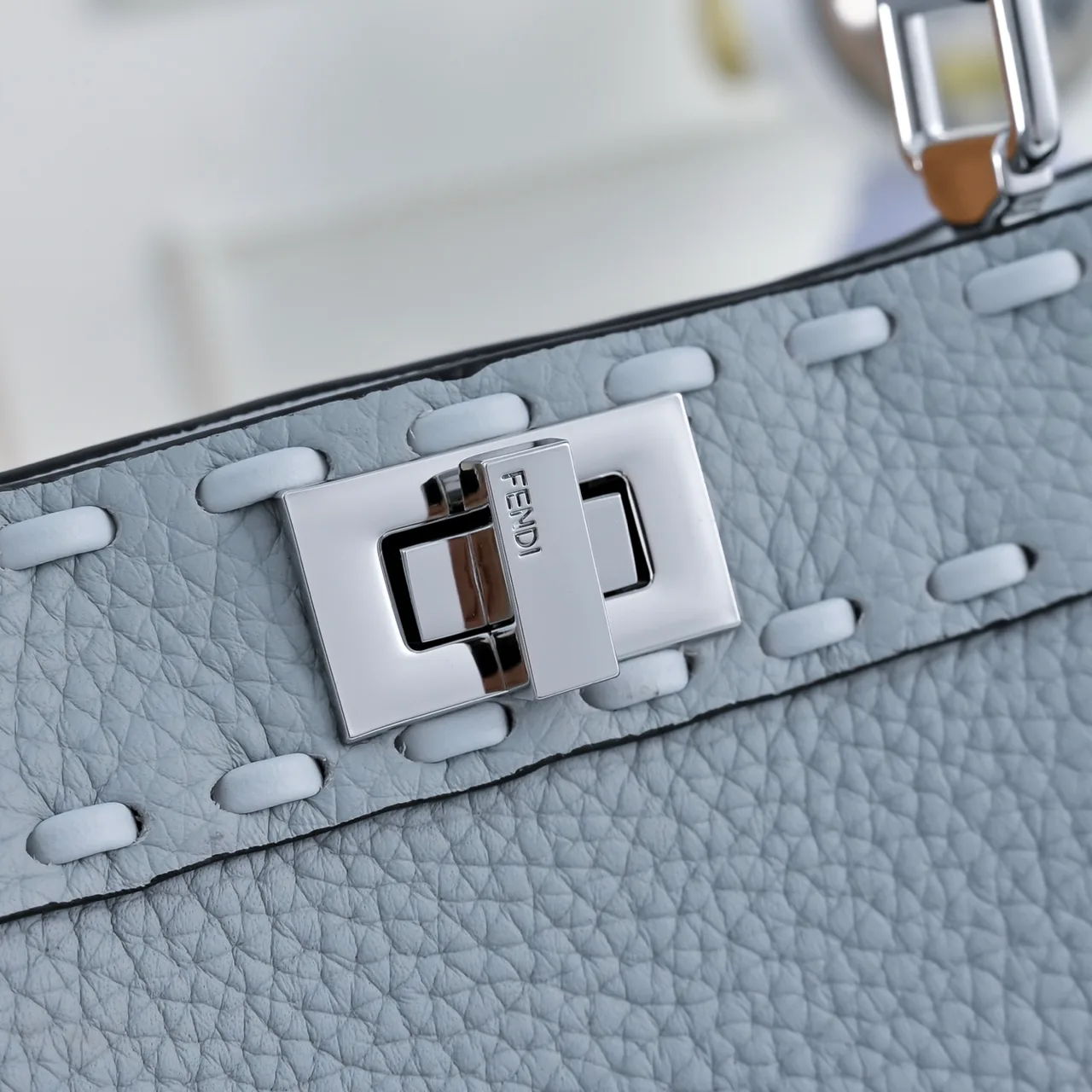 Fendi Calfskin Top-Handle Bag in Grey · view 5
