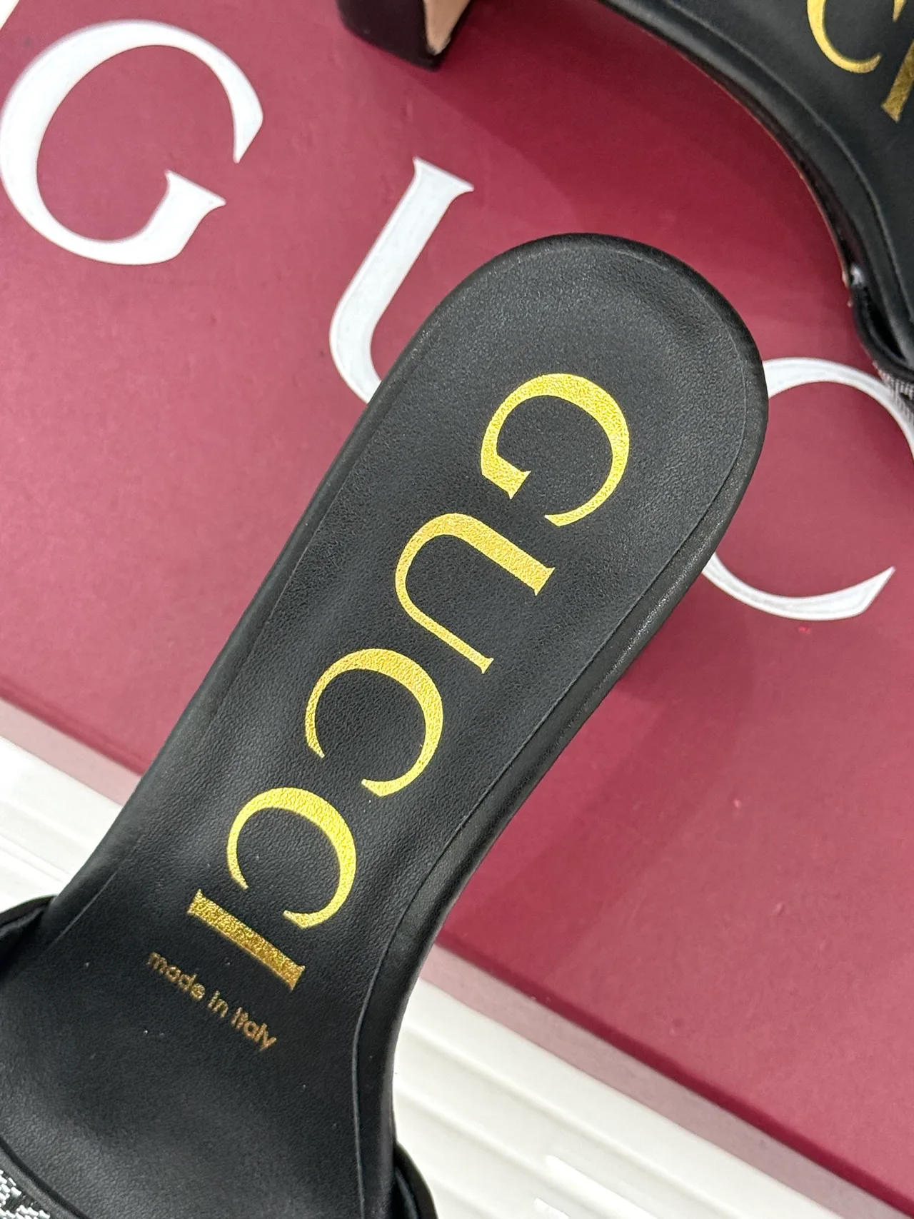 Gucci Canvas Denim Glossy Mules in Black · view 8