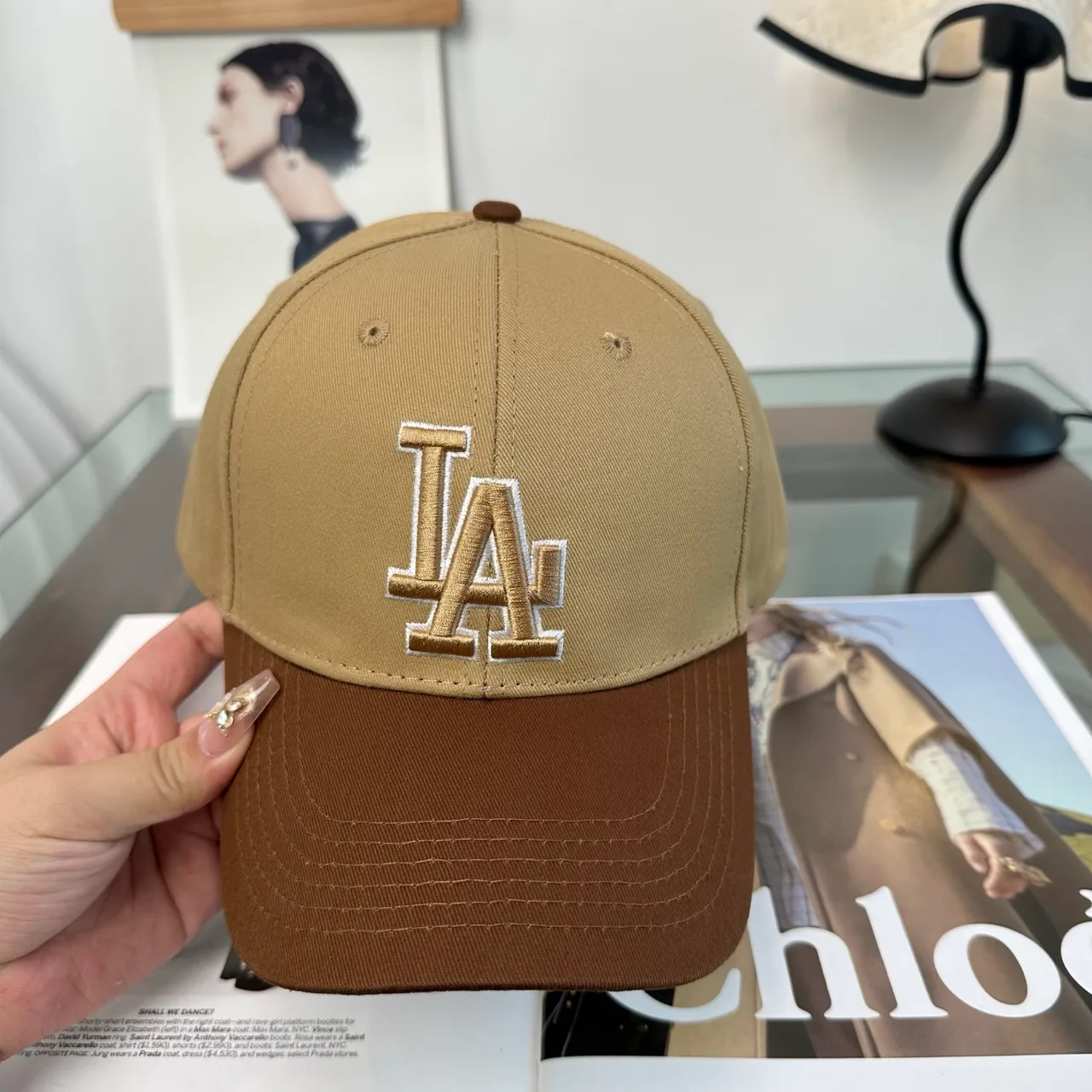 LA Letter Colorblock Baseball Cap in Brown · view 4