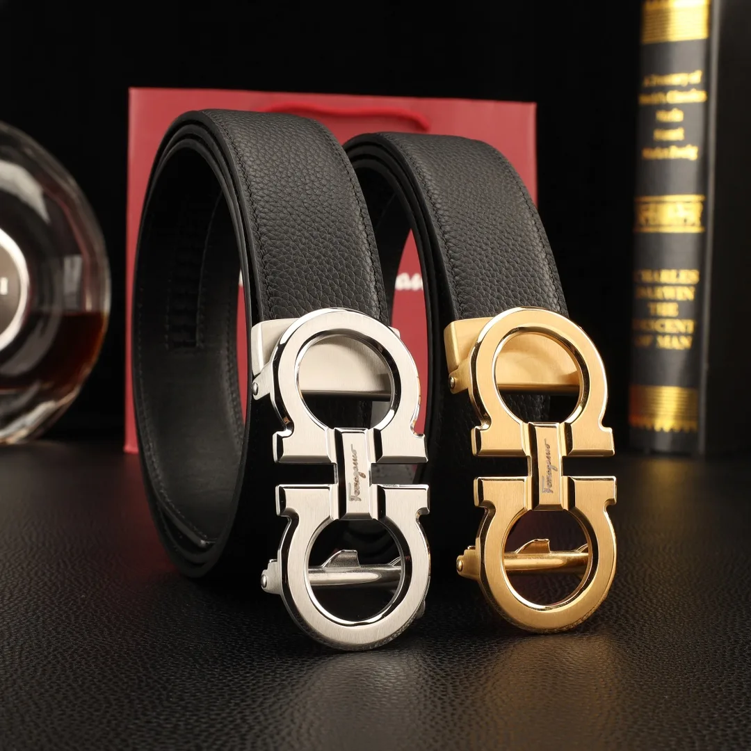 Ferragamo Smooth automatic Gancini belt in Black · view 8