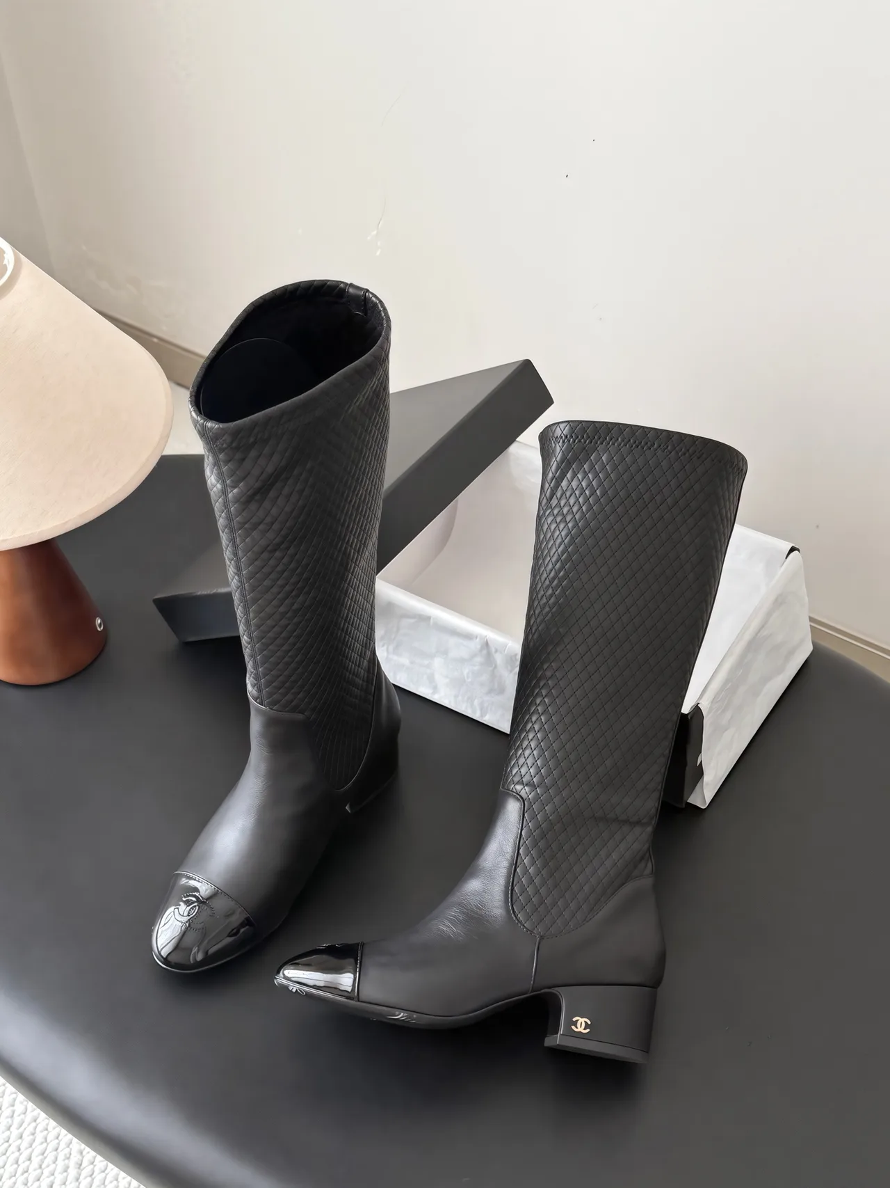Chanel Cowhide Smooth Pointed-Toe Boots in Black · view 4