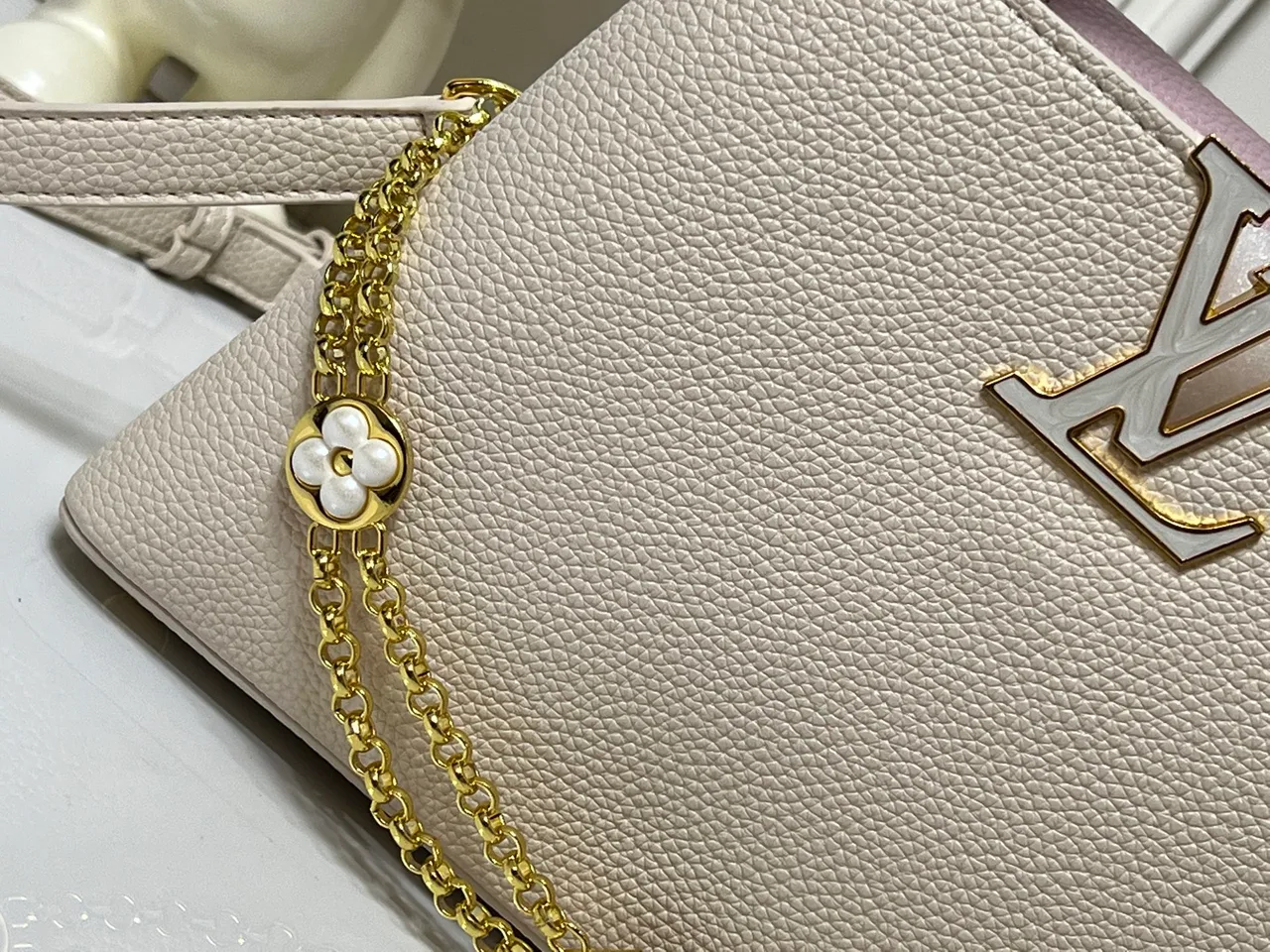 Louis Vuitton Cowhide Capucines BB Bag in Cream · view 5