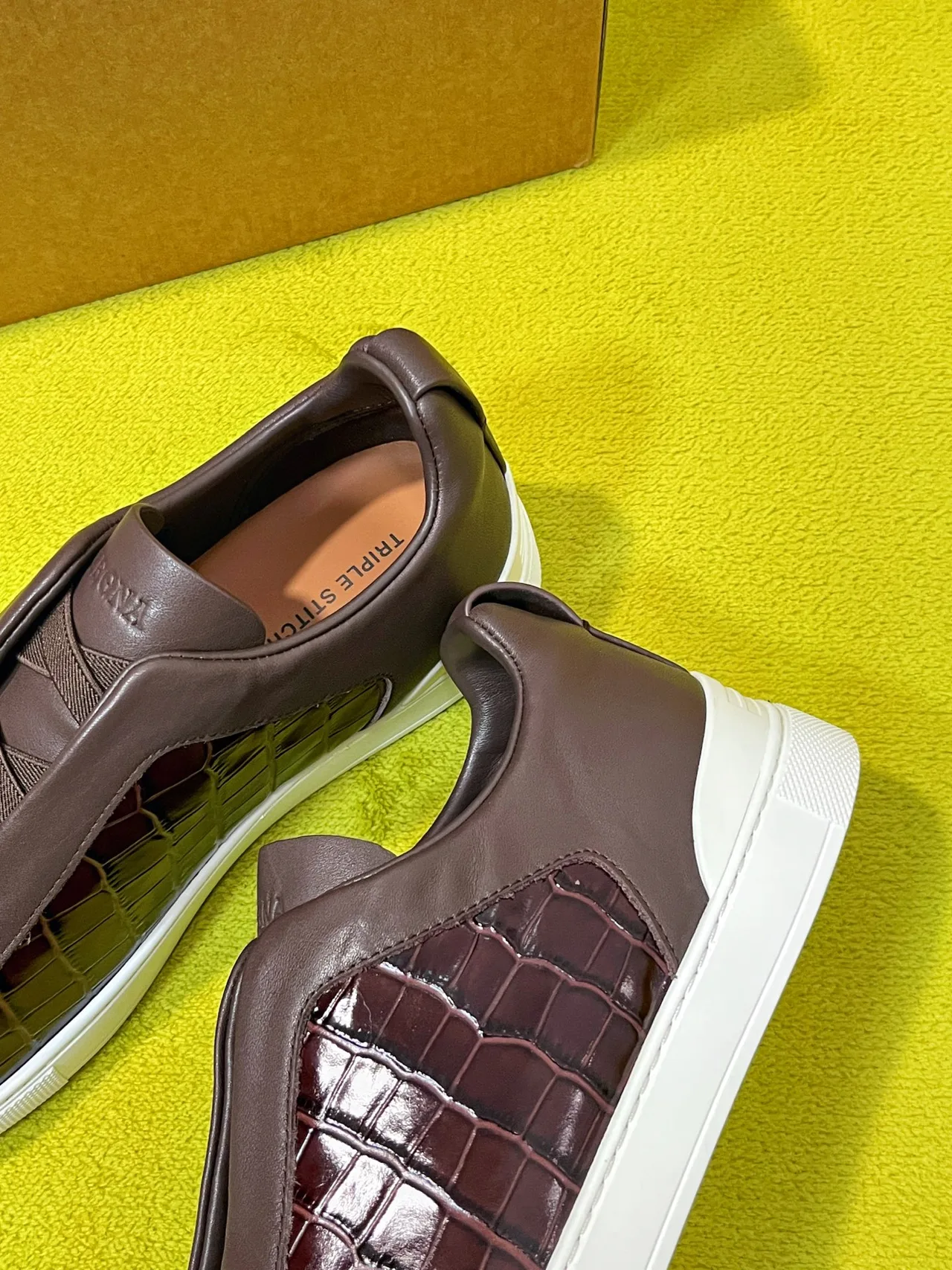 Zegna Slip-On Sneakers in Brown · view 8