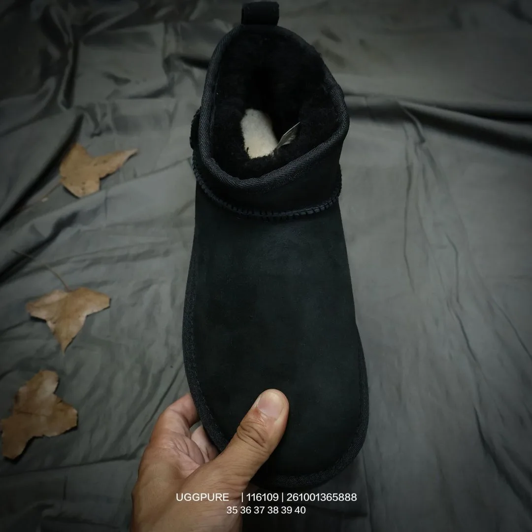 UGG Wool Suede-Look Round-Toe Ankle Boots in Black · view 3