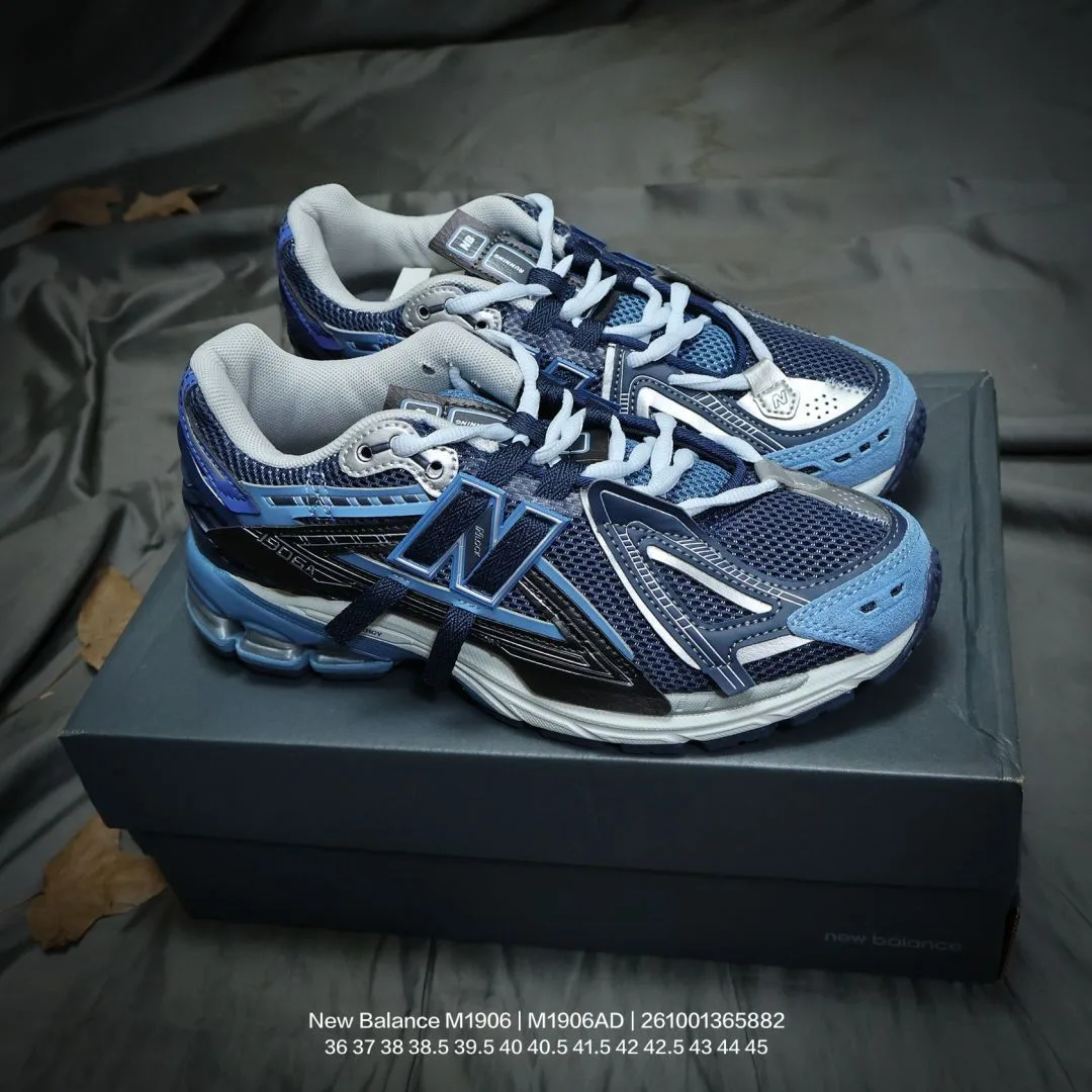 New Balance Panelled Running Sneakers in White & Blue & Beige & Green & Grey · view 2