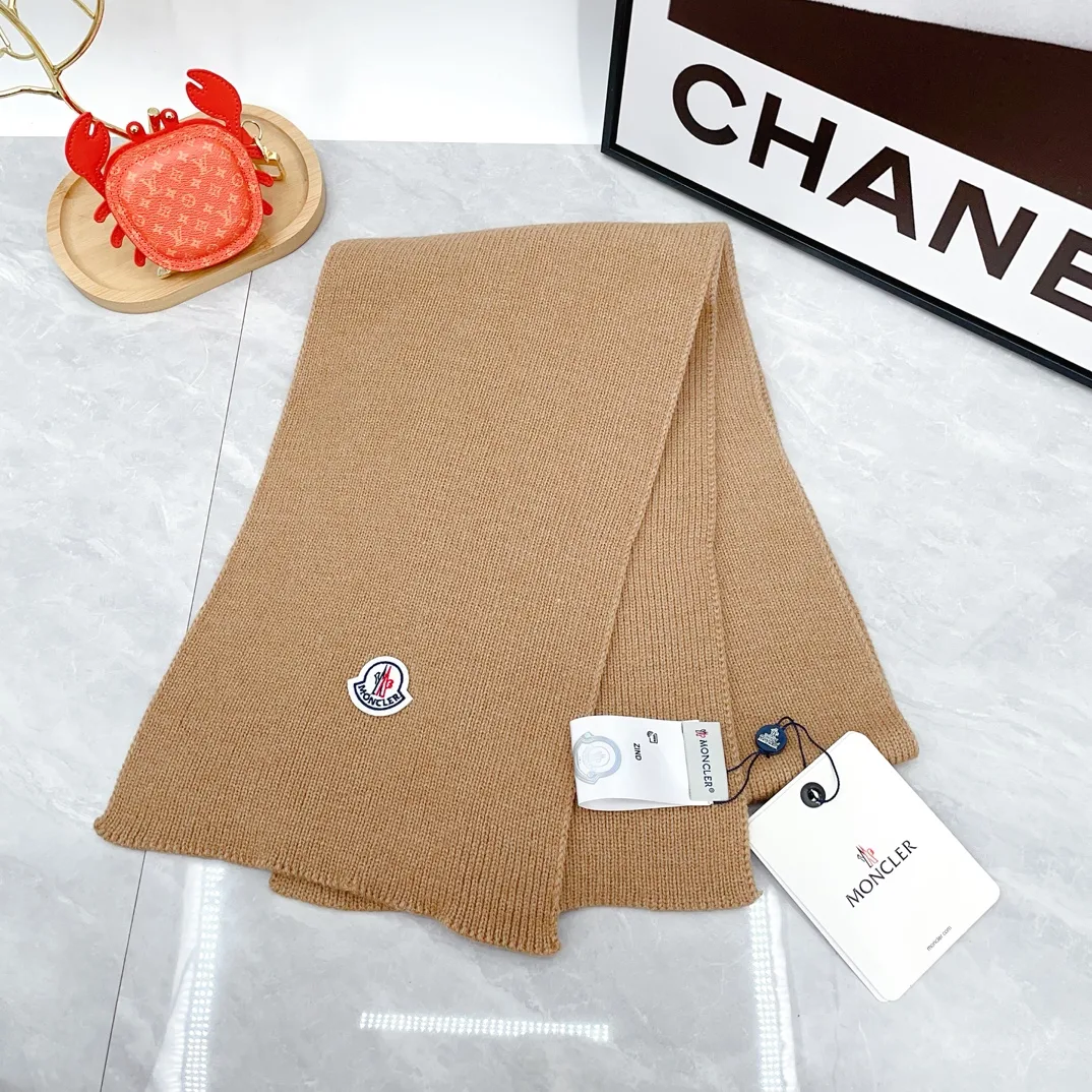 Moncler Wool Hat and scarf knit set in Tan · view 1