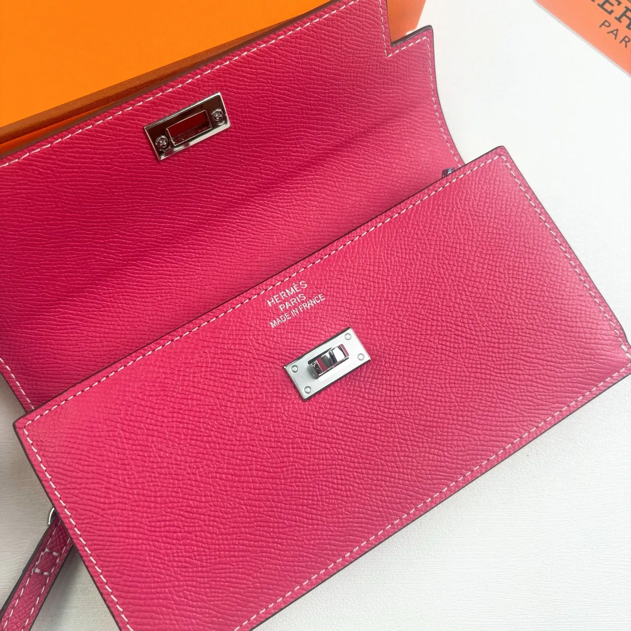 Hermes Kelly Long Wallet in White & Black & Pink & Red & Grey & Brown & Blue & Orange · view 2