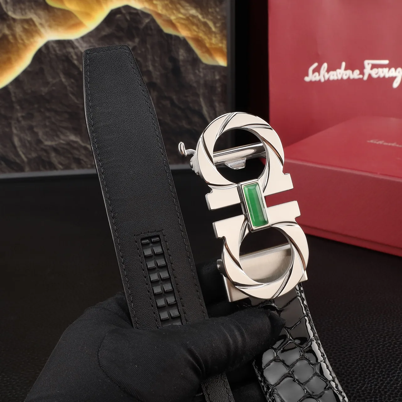 Ferragamo Gancini automatic belt in Black · view 6