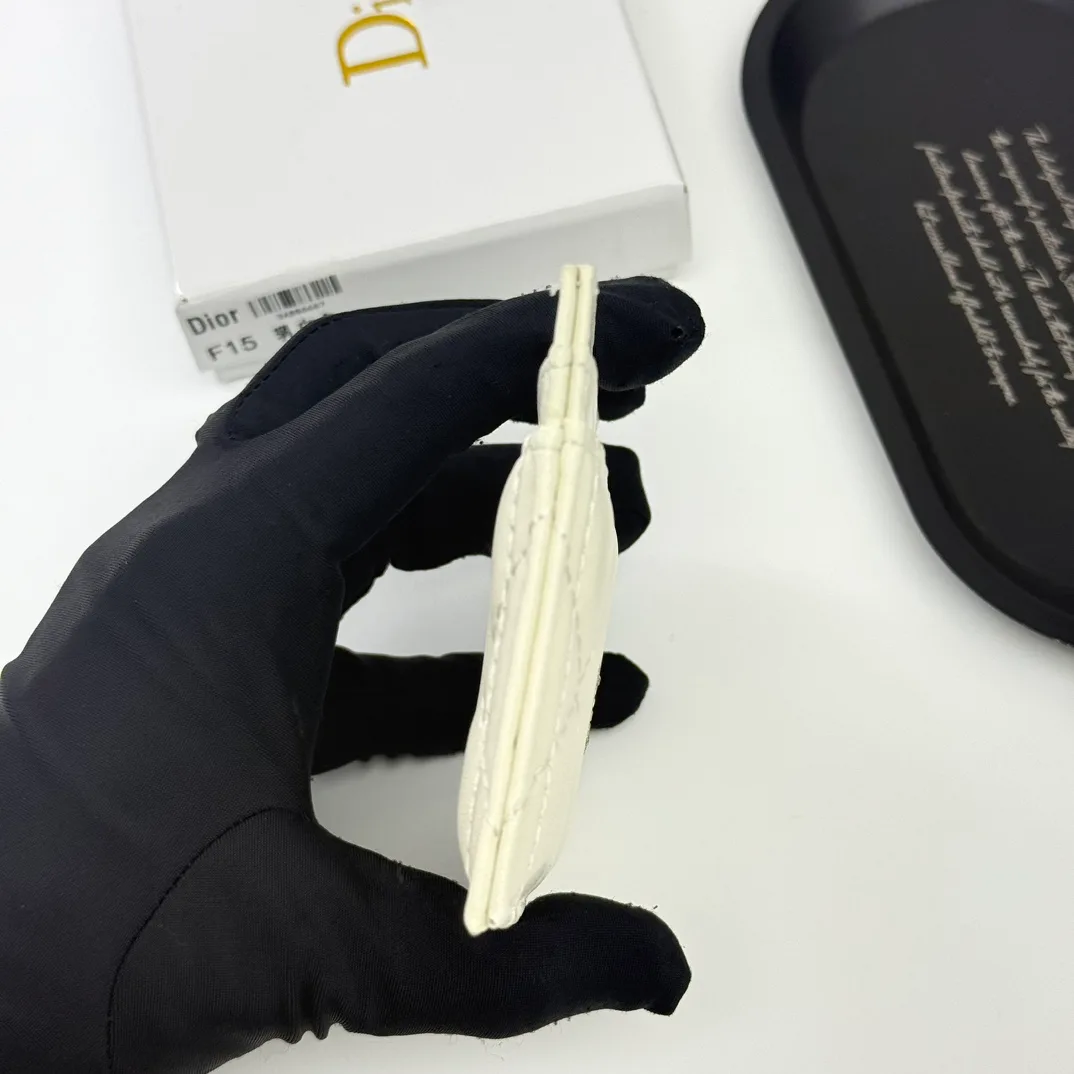 Dior Calfskin Quilted CD Cardholder in White · view 5