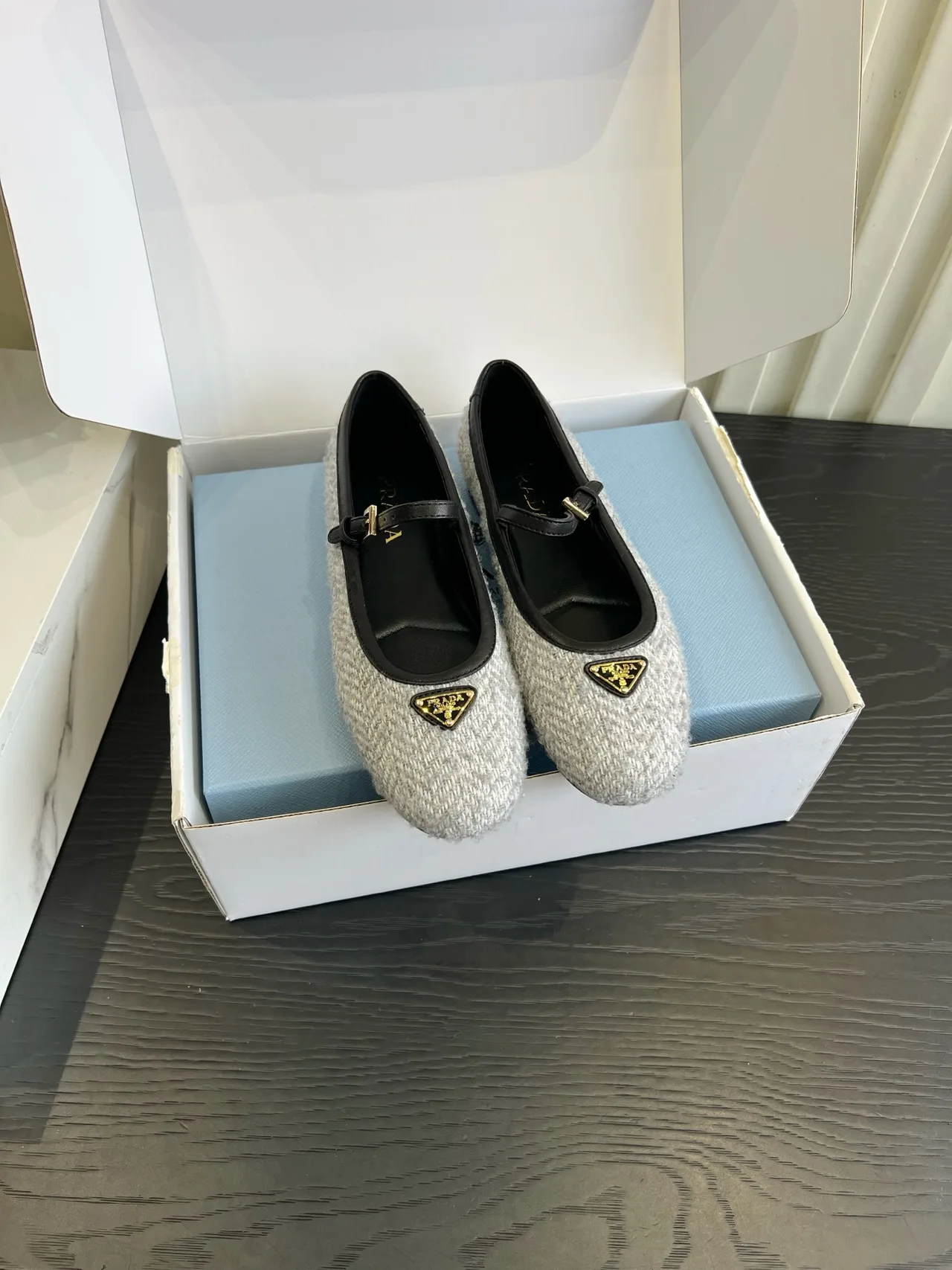 Prada Flats in Grey · view 1