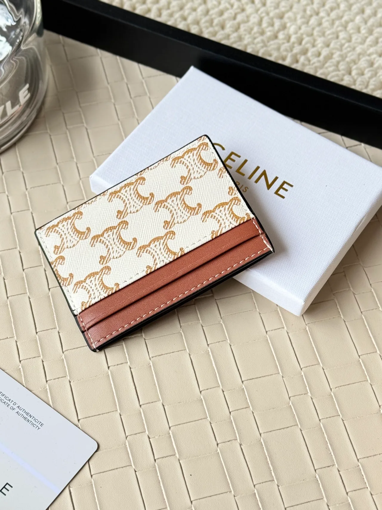 Celine Zip Cardholder in White · view 4