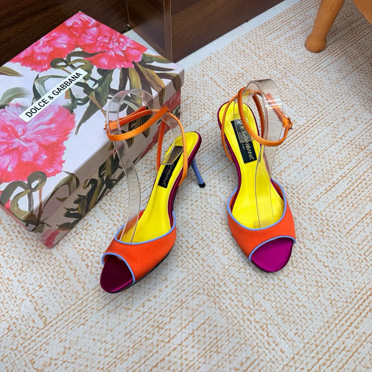 Dolce & Gabbana Peep-Toe Sandals in Orange · view 7