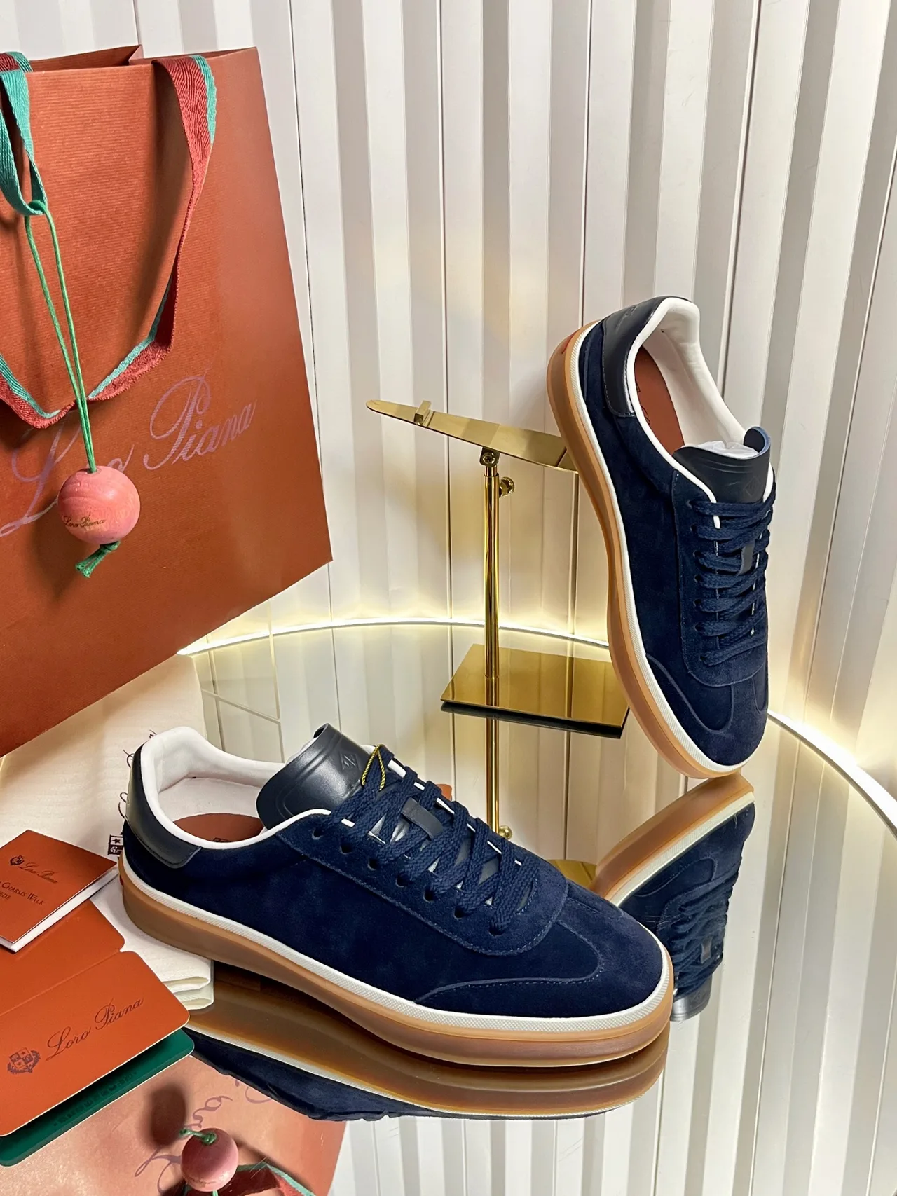 Loro Piana Cashmere Sneakers in Blue · view 4