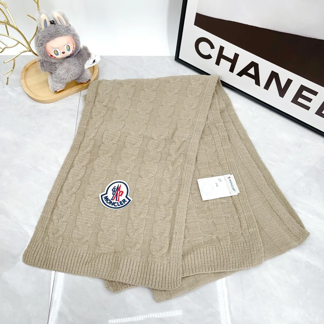 Moncler Wool Hat Scarf and Gloves Set in Beige · view 8