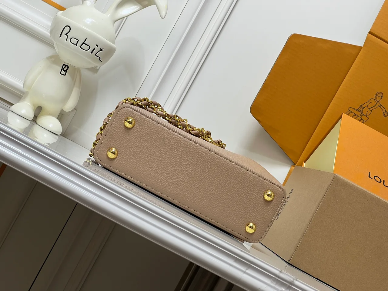 Louis Vuitton Cowhide Smooth Top-Handle Bag in Beige · view 7