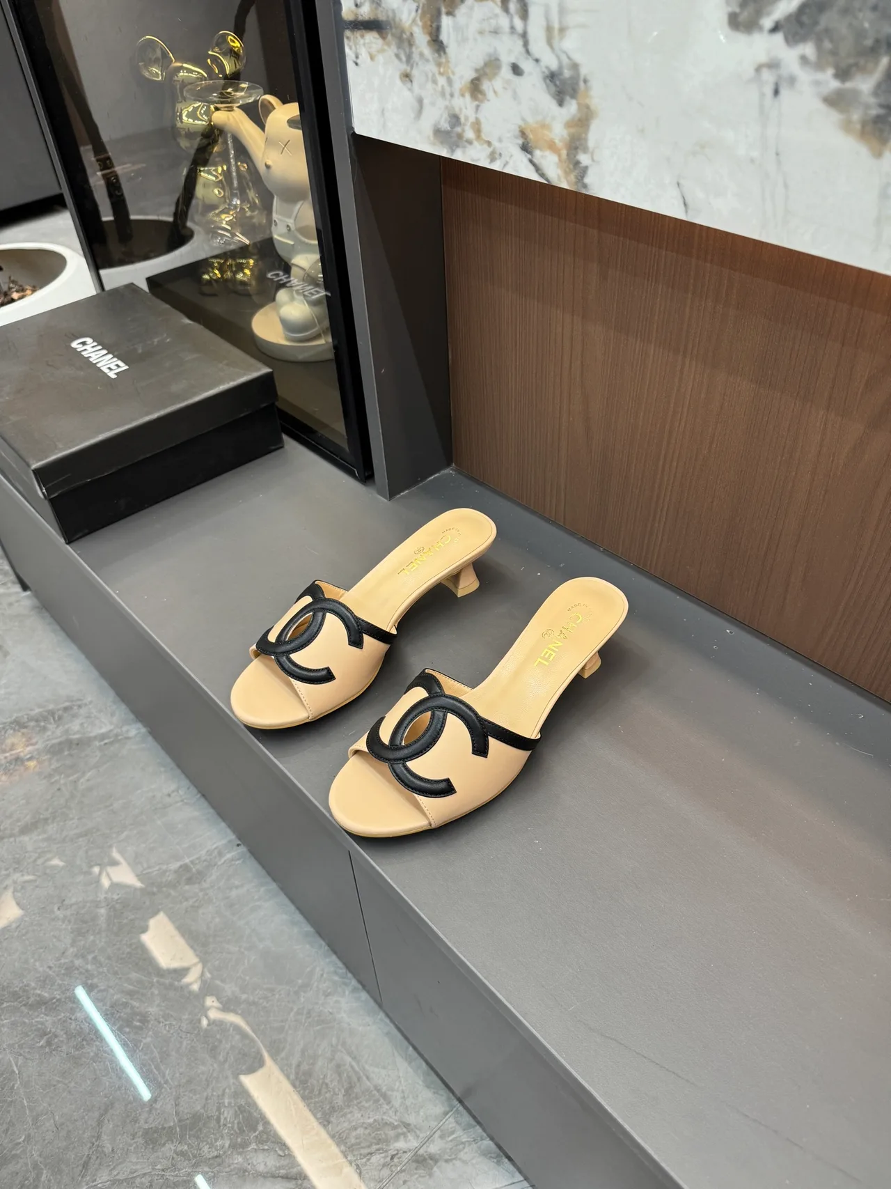 Chanel CC Cutout Heeled Mules in Blue / Pink / White / Yellow · view 8