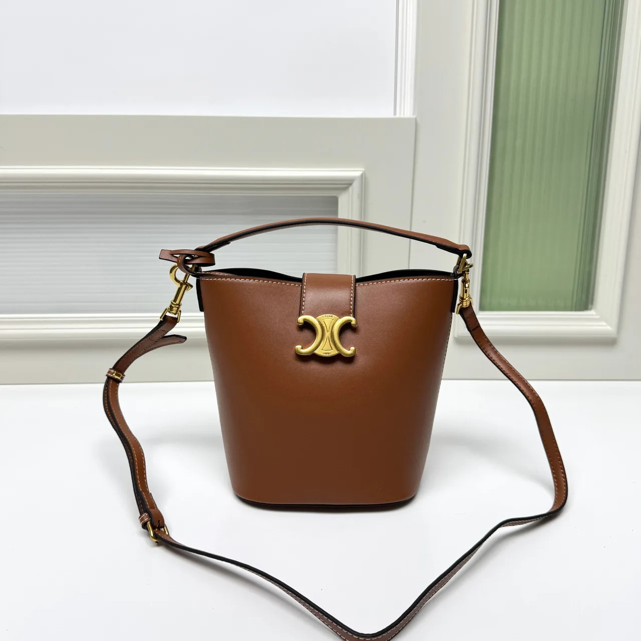 Celine Calfskin Smooth Bucket Bag in Brown · view 2