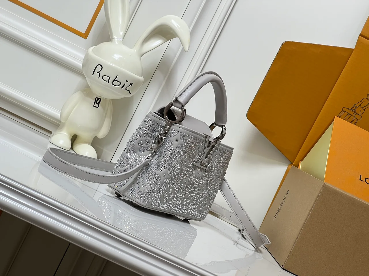 Louis Vuitton Cowhide Glossy Top-Handle Bag in Grey · view 2