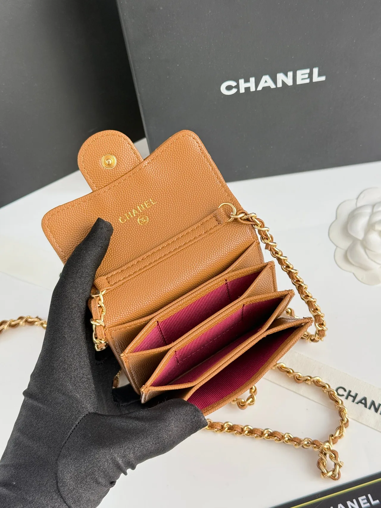 Chanel Quilted Wallet in Tan · view 8