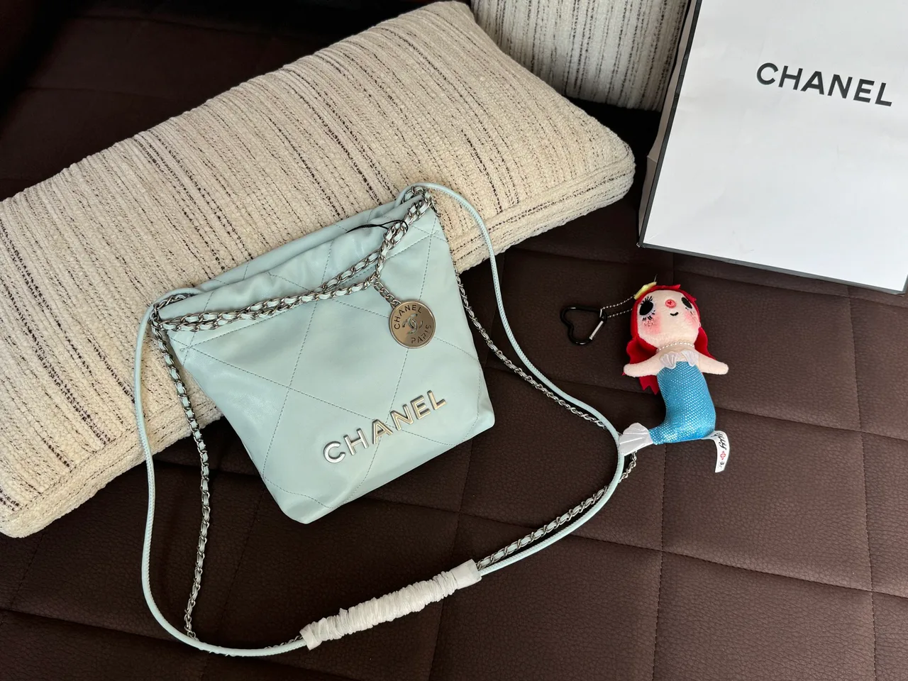 Chanel Mini Quilted Hobo Bag in Blue · view 2
