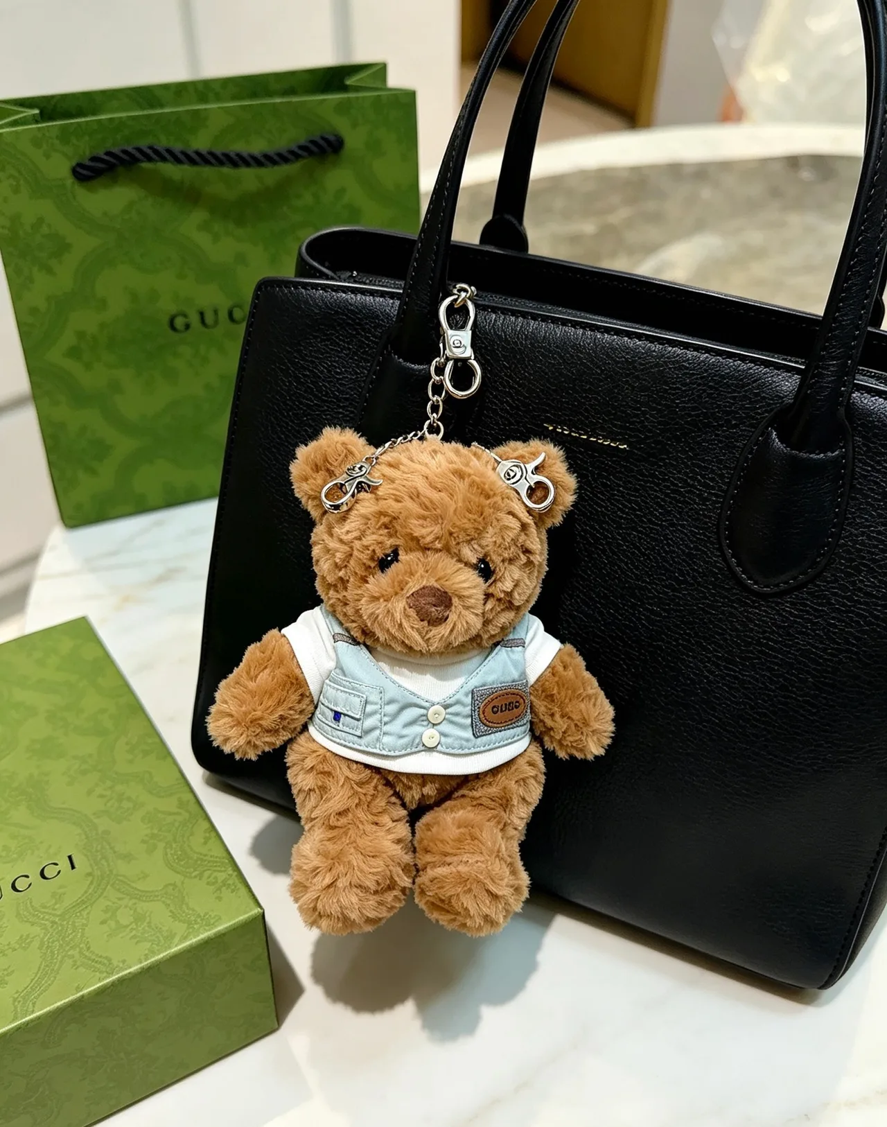 Gucci Teddy Bear Bag Charm in Brown · view 5