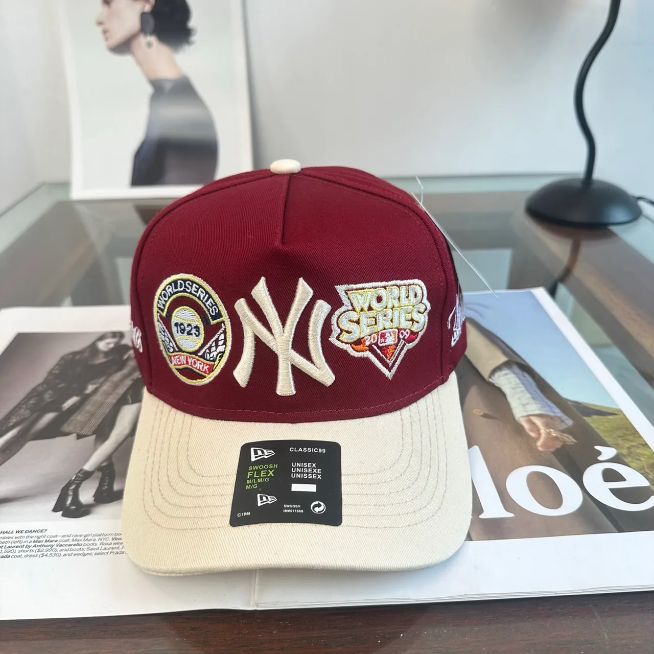New Era Embroidered Baseball Cap in Burgundy · view 1
