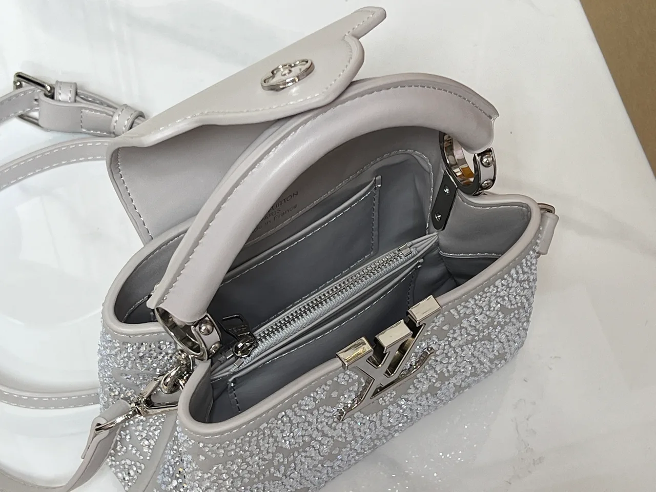 Louis Vuitton Cowhide Glossy Top-Handle Bag in Grey · view 7