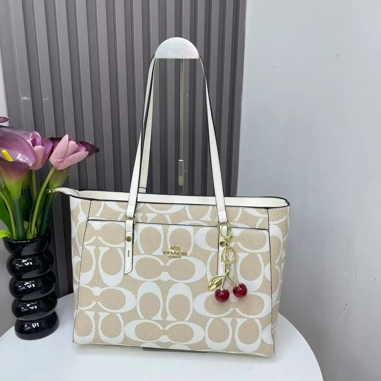 Coach Zip Tote in Black & Brown & Beige & Cream & Pink & White · view 4