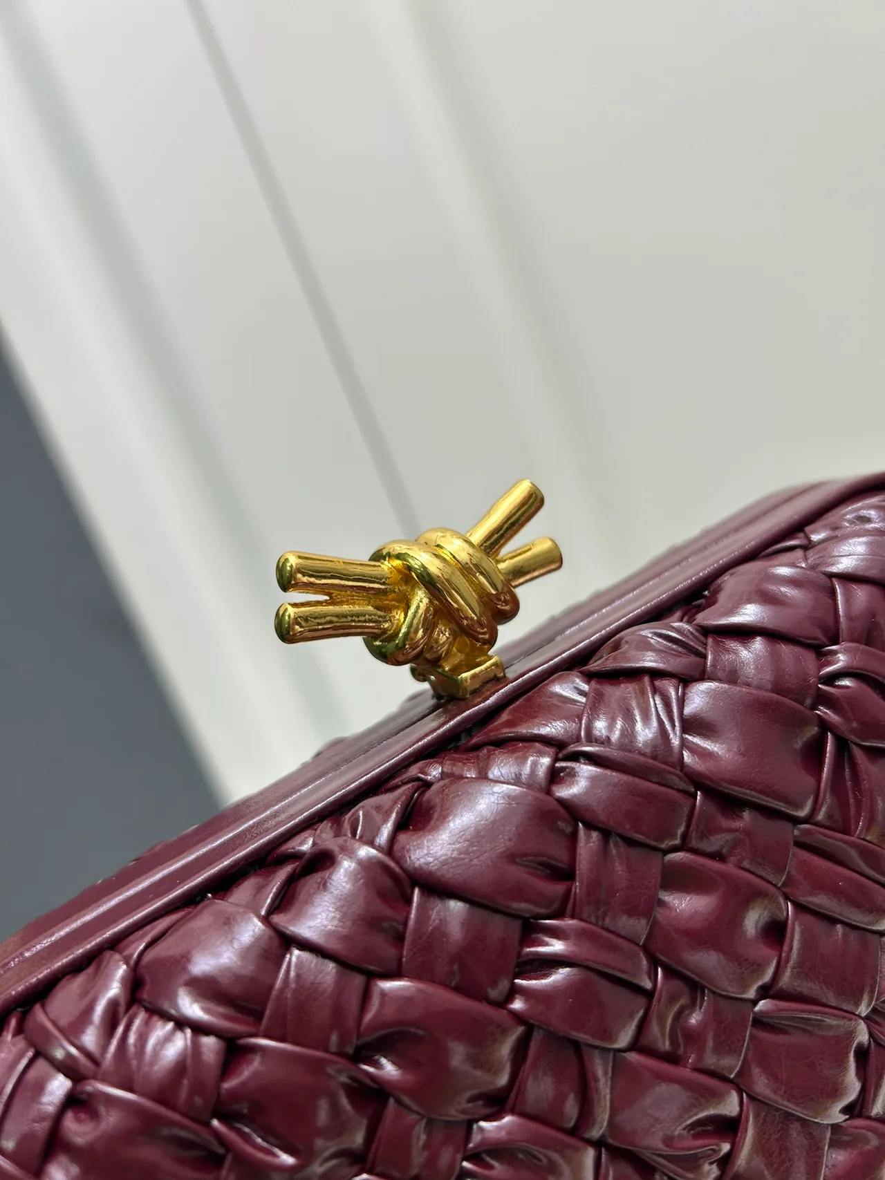 Bottega Veneta Woven Clutch in Burgundy · view 5