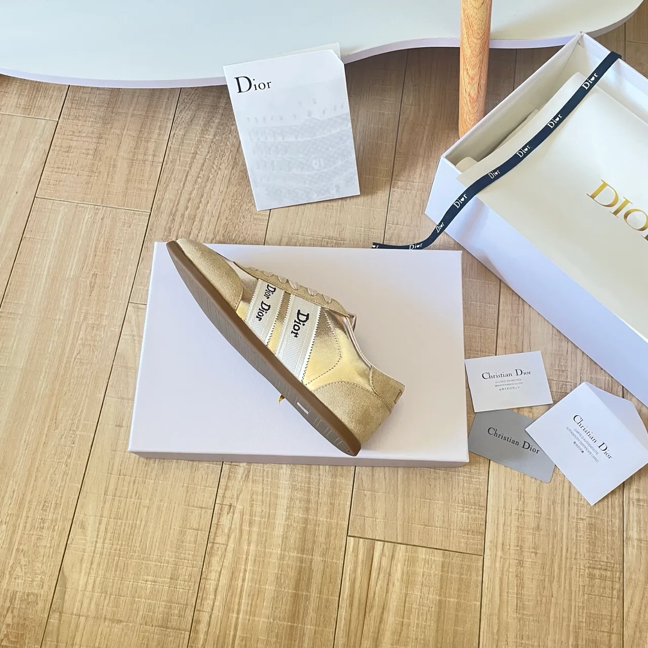 Dior Leather Sneakers in Gold · view 6