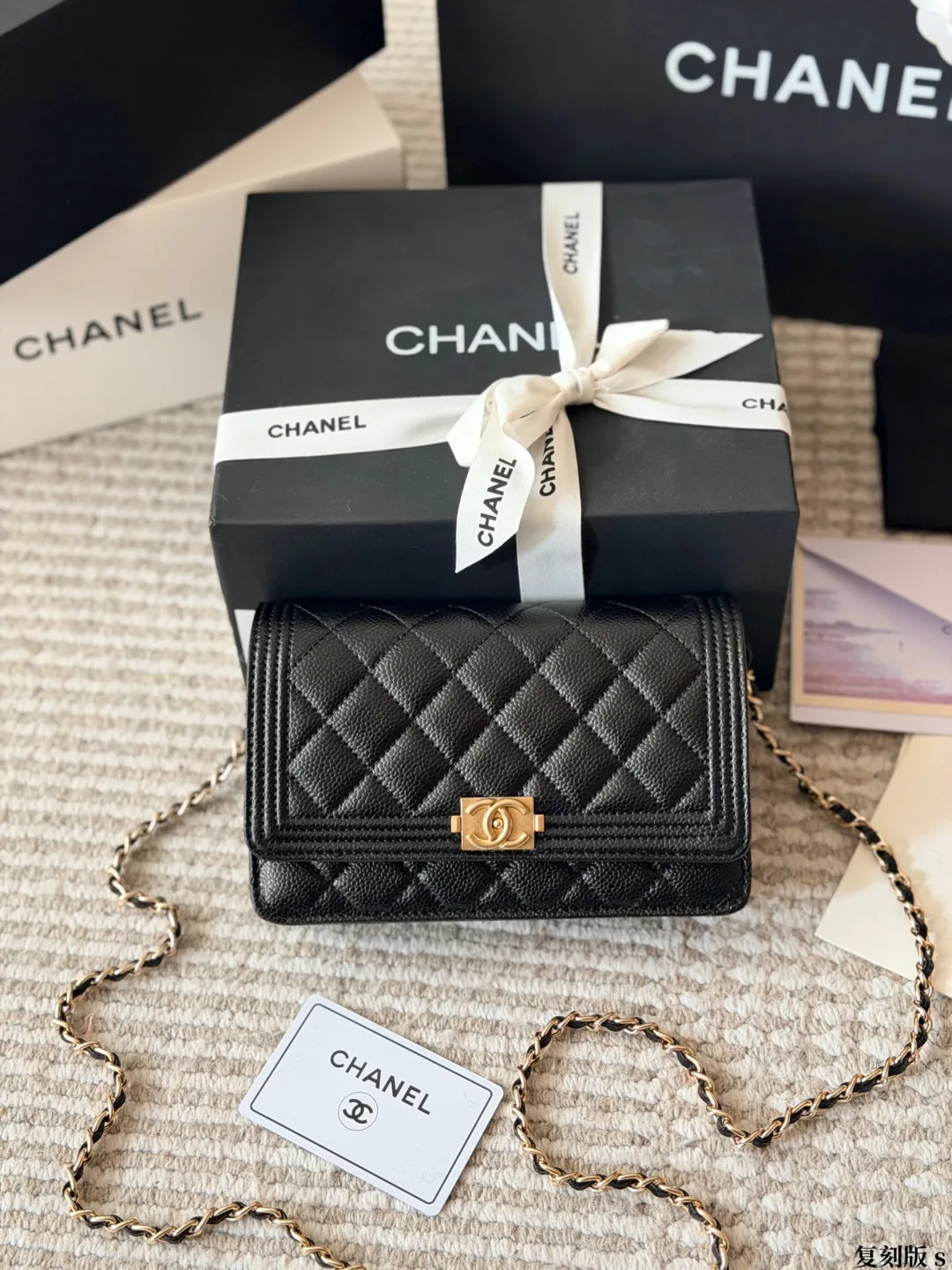 Chanel Boy Chain Wallet in Black · view 1