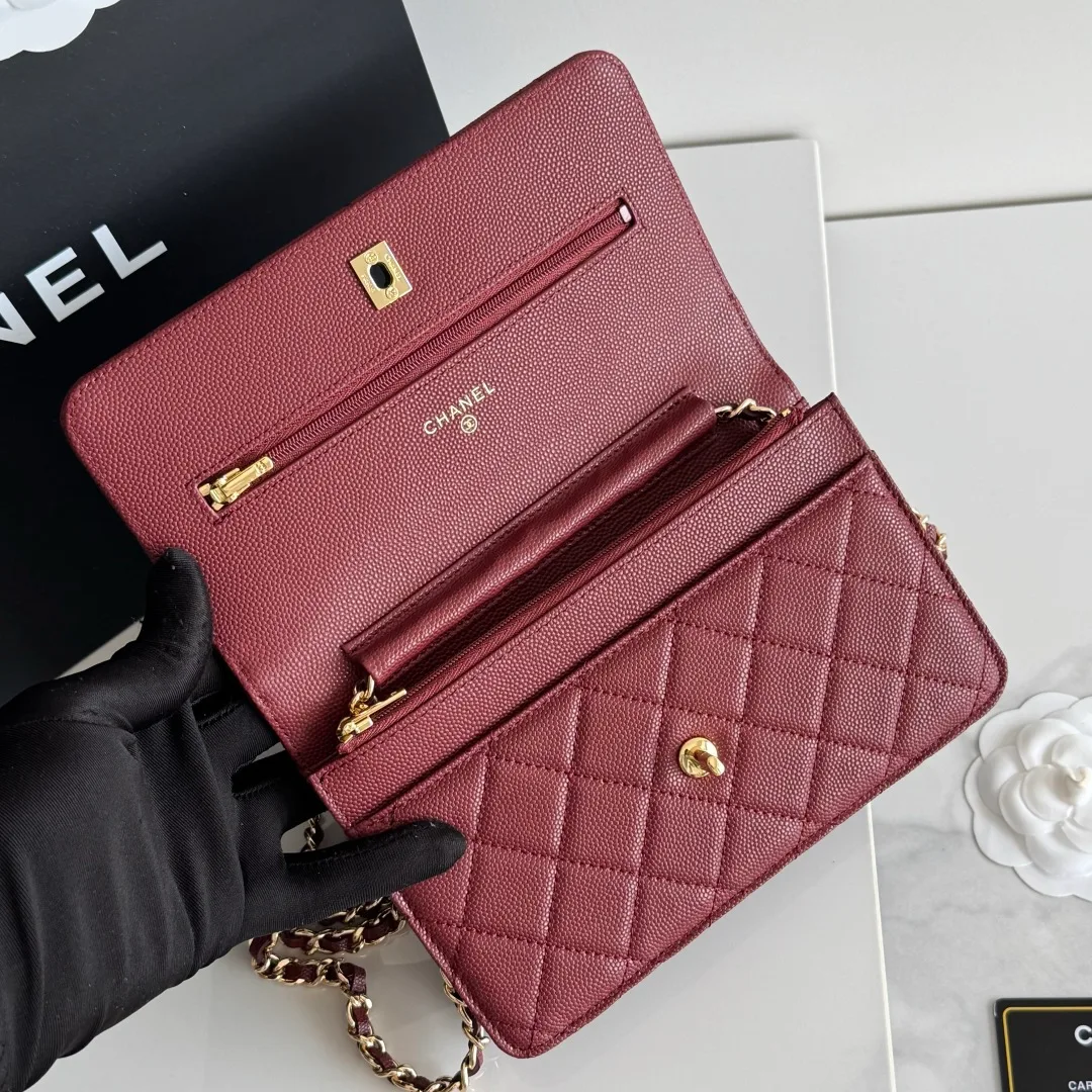 Chanel Calfskin Quilted Clutch in Burgundy · view 7