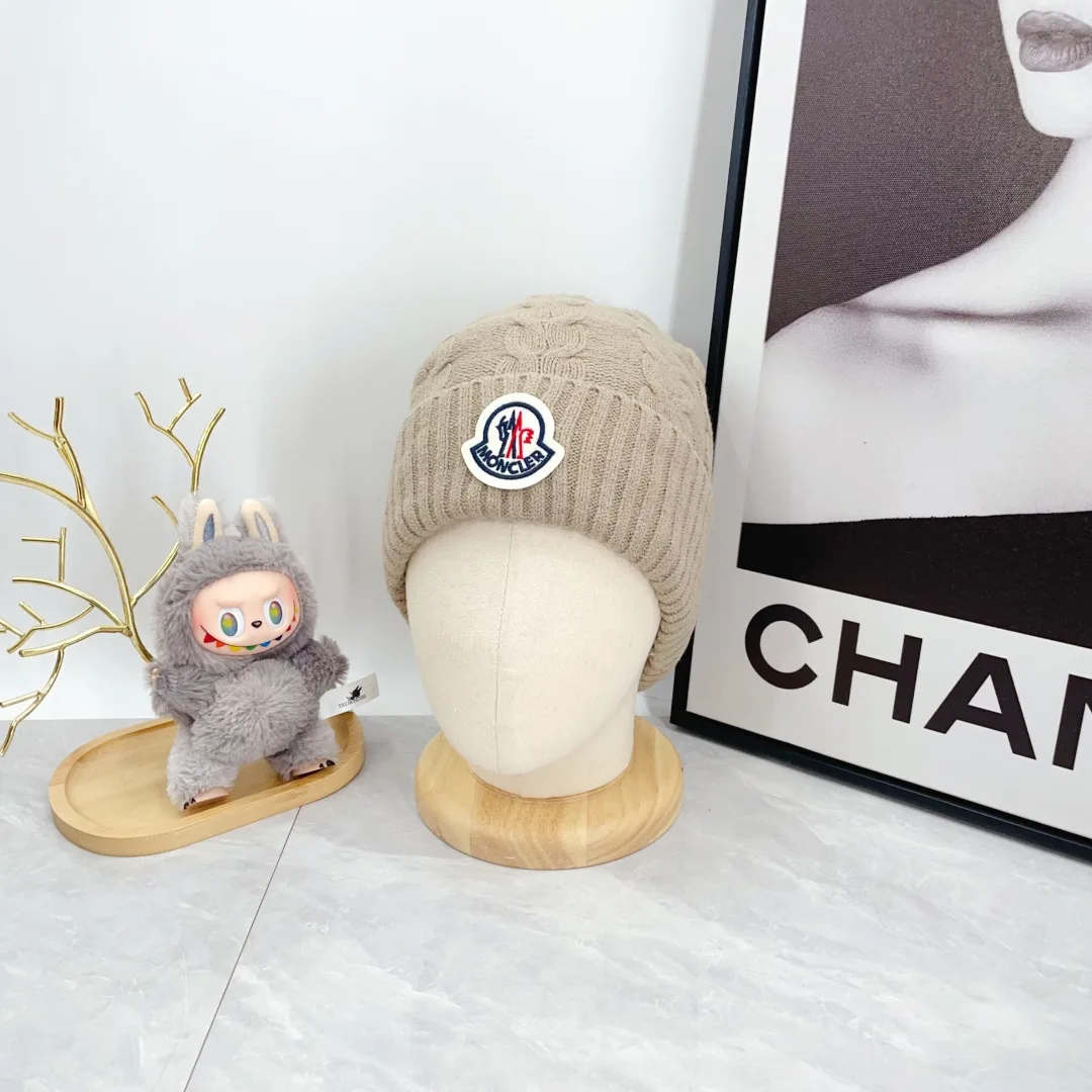 Moncler Wool Hat Scarf and Gloves Set in Beige · view 2