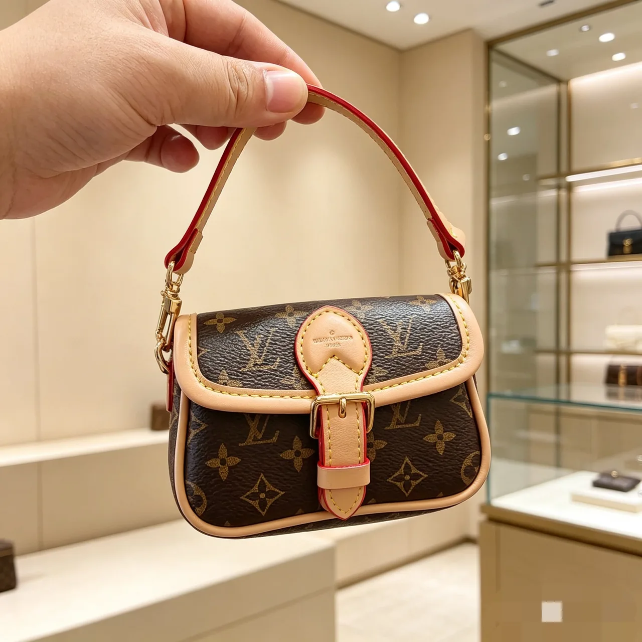 Louis Vuitton Baguette Mini Beverly Bag in Brown & White & Blue · view 4
