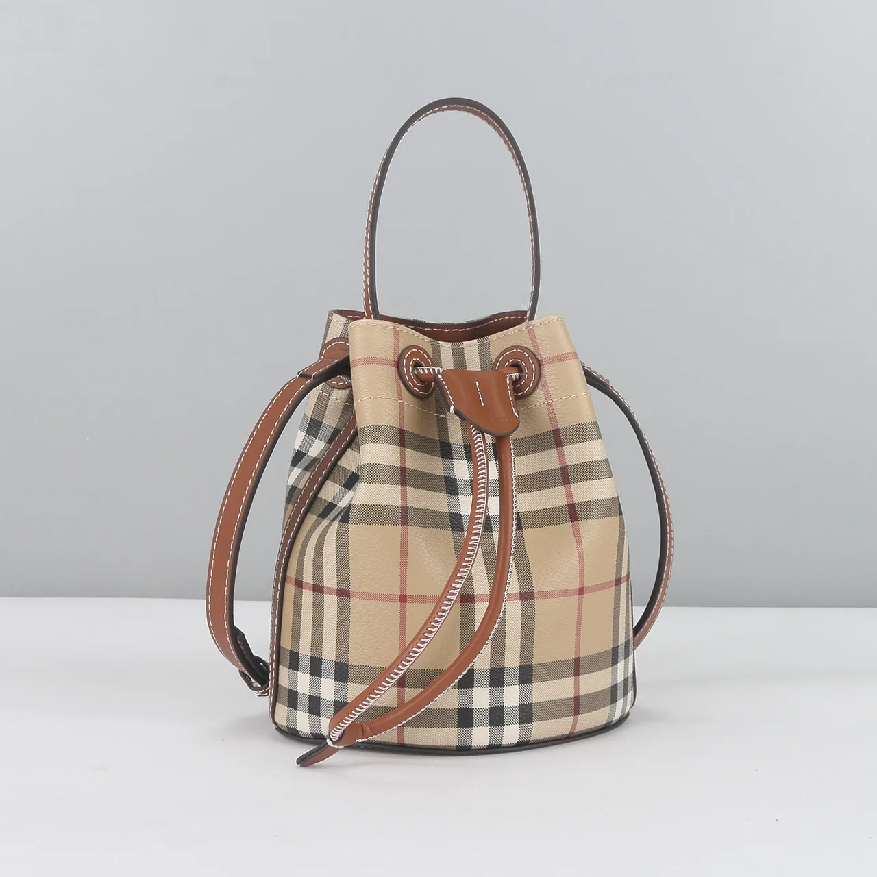 Burberry Check Bucket Bag in Beige · view 2