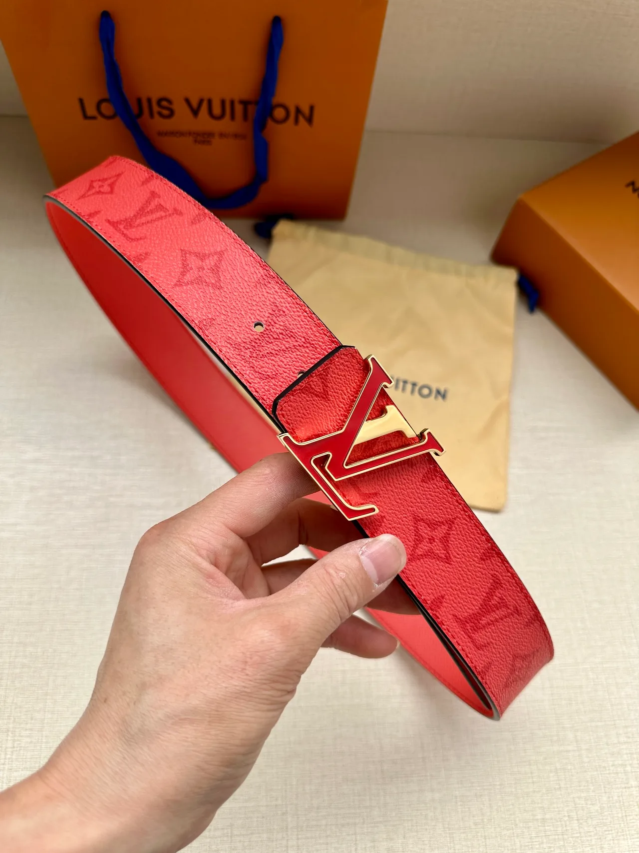 Louis Vuitton Canvas Smooth Belt in Red · view 2