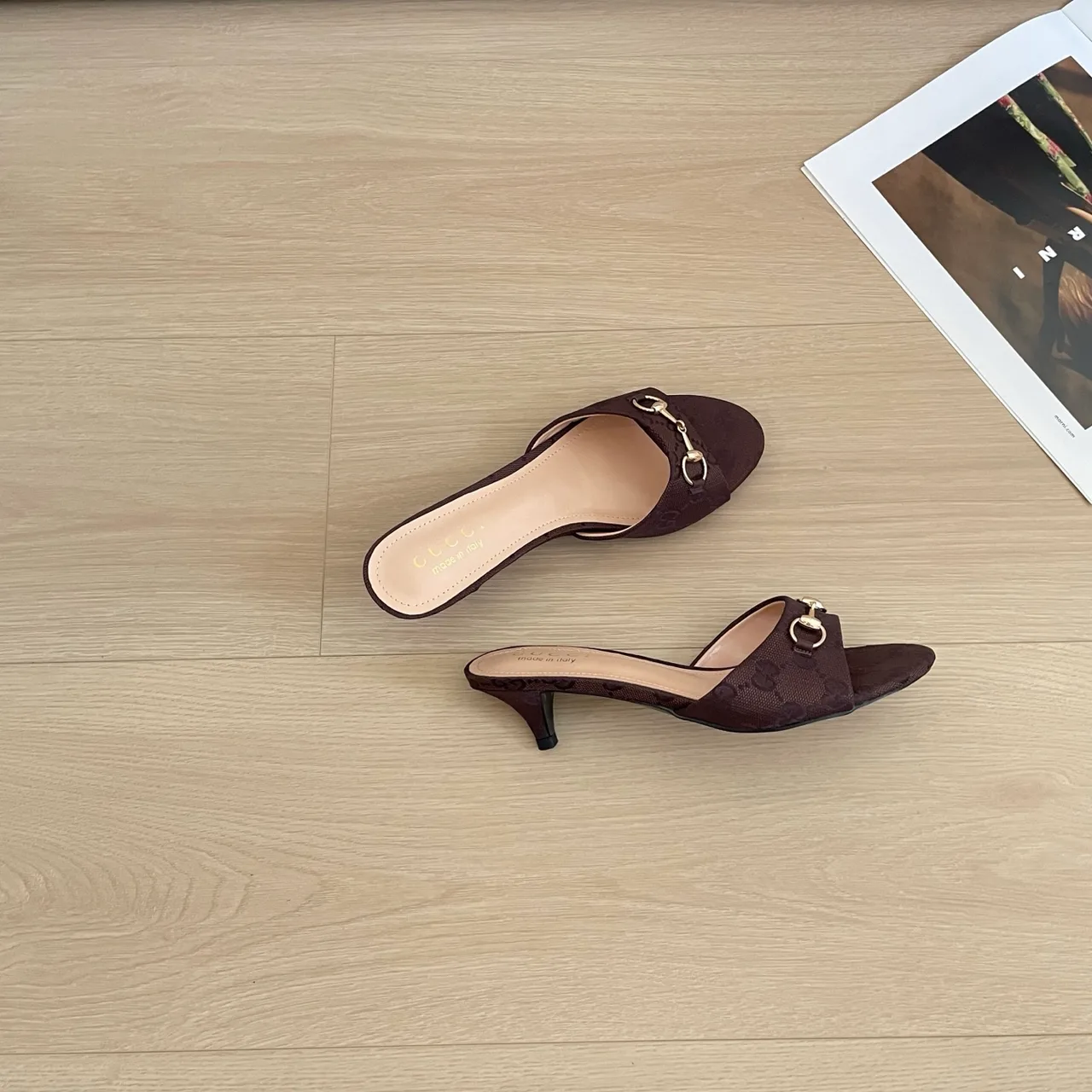 Gucci Canvas Mules in Brown · view 6