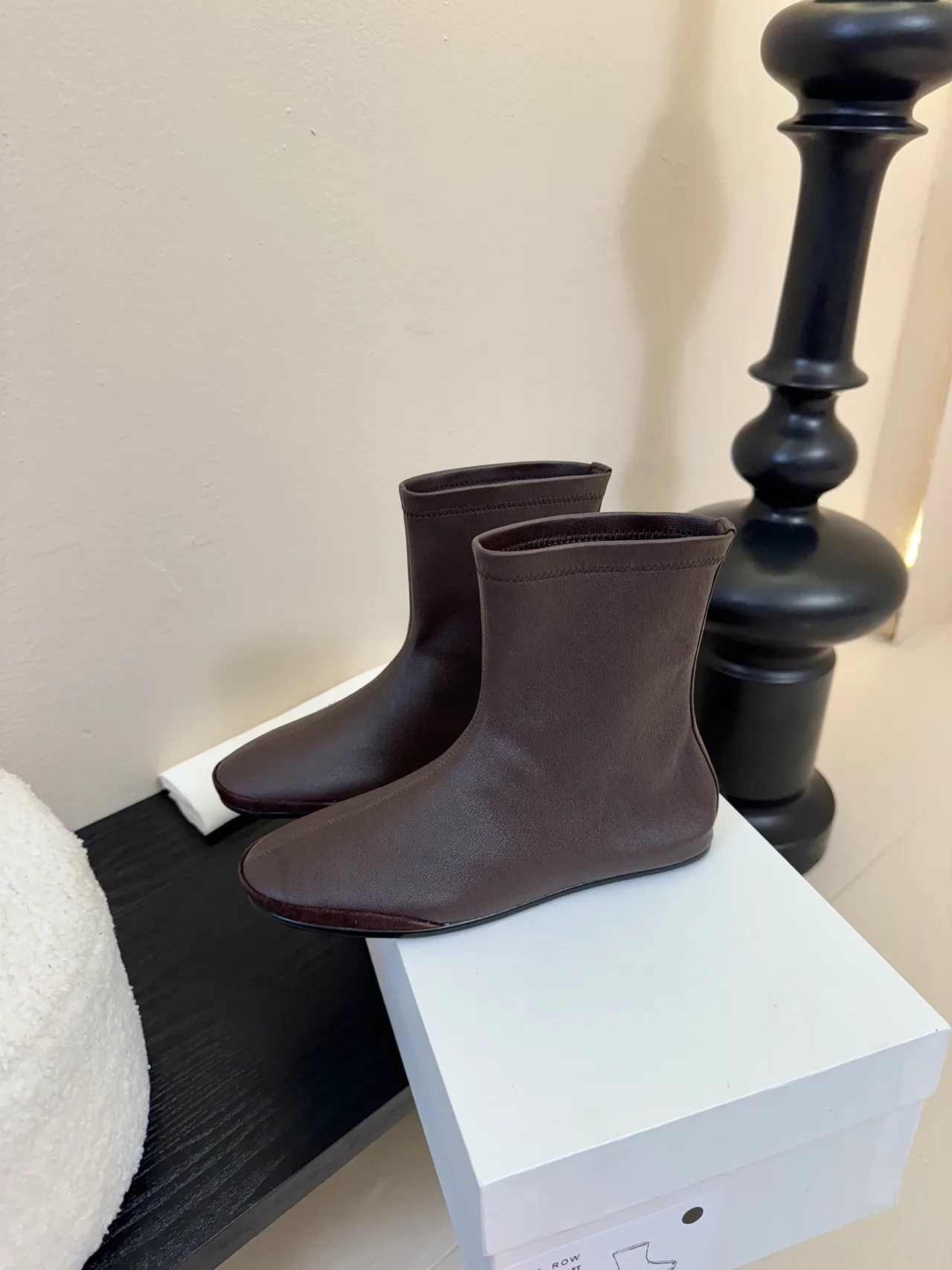 The Row Sheepskin Round-Toe Boots in Brown · view 5