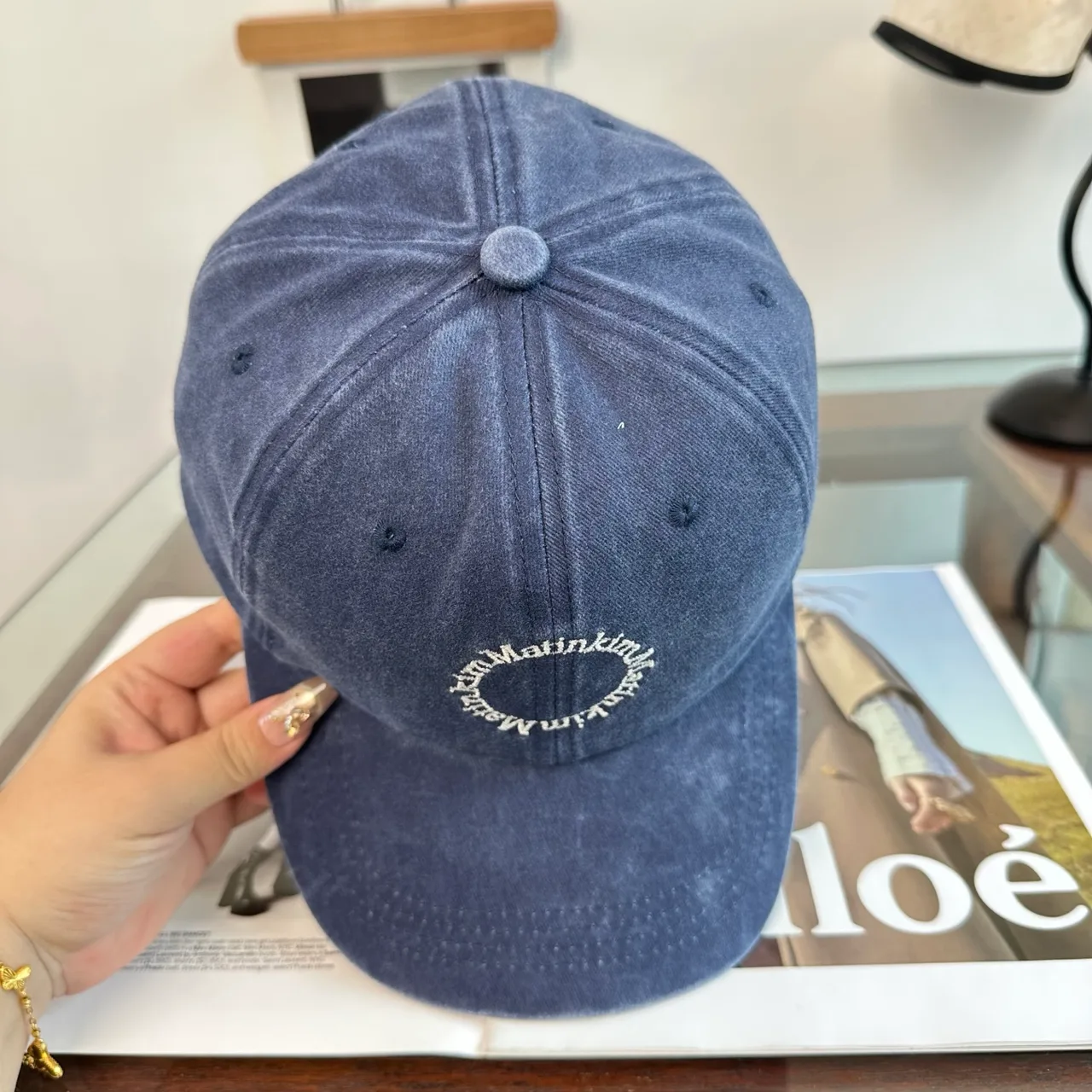 Matin Kim Baseball Cap in Blue & Black & White · view 6