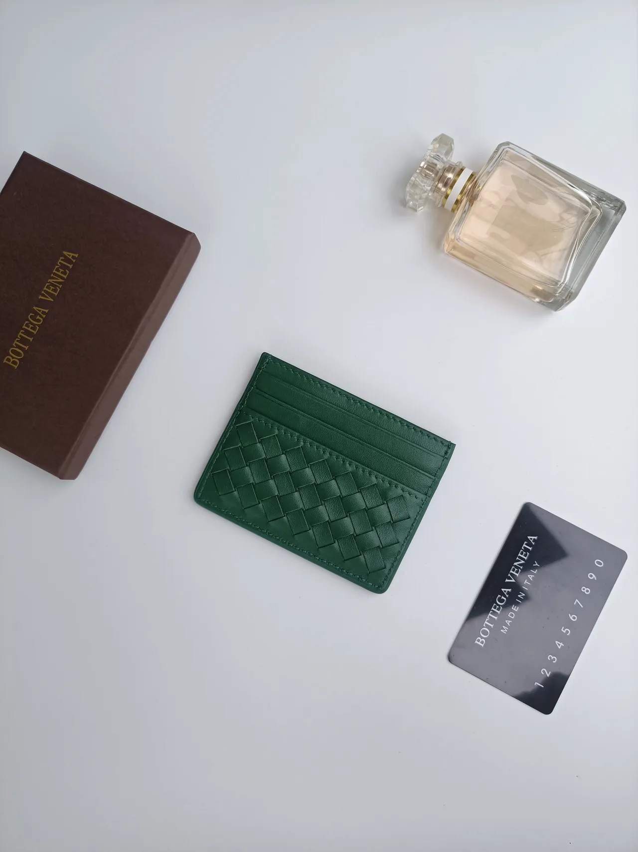 Bottega Veneta Woven Cardholder in Green · view 3
