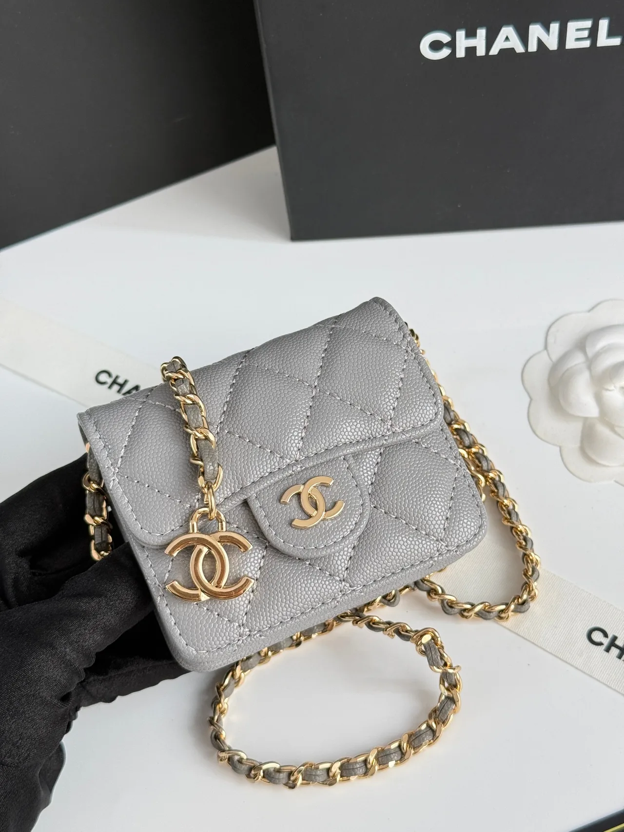 Chanel Quilted Wallet in Grey · view 5